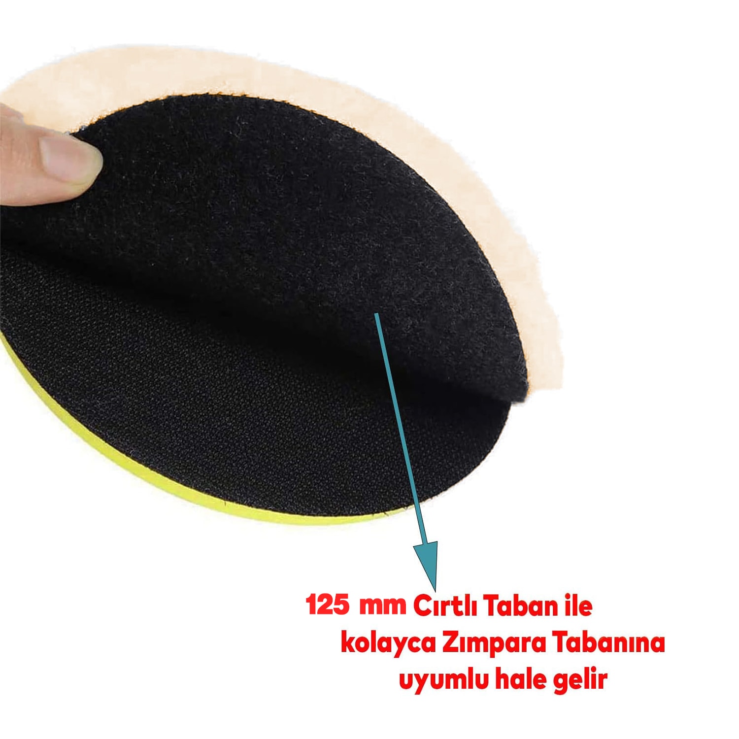 Sarı Renk (1 Adet) Orta Sert Koyun Kuzu Postu Pedi Ø 125 mm Pasta Cila Polisaj Cırt Tabanlı Yün