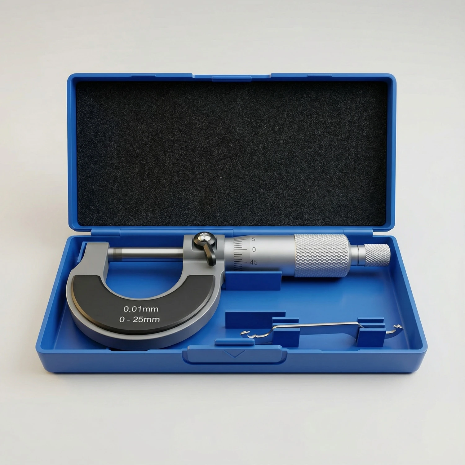 Standart Dış Çap Mikrometresi 0,01 mm Hassasiyet 0-25 mm Saklama Çantasında Ultra Hassa Ölçüm Aleti 