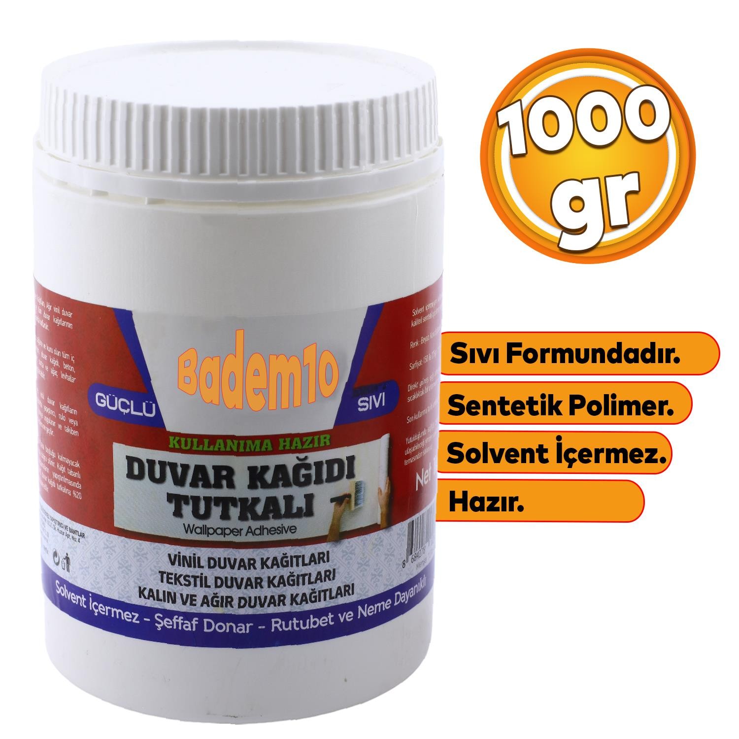 Şeffaf Duvar Kağıdı Yapıştırıcısı 1 kg Sıvı Hazır Tutkal Vinil Tekstil Kağıtları Sentetik Polimer