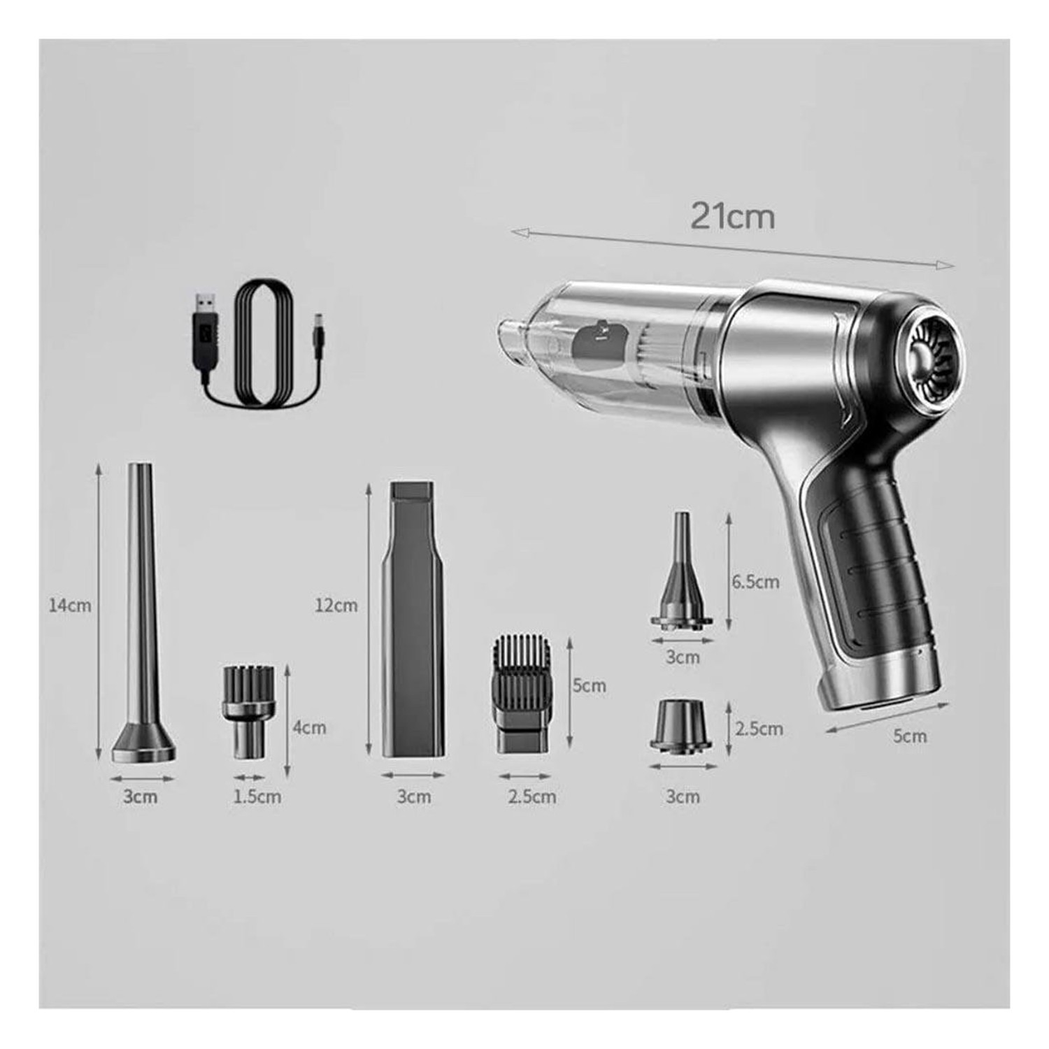 Portatif Usb Sarjlı Araç Ev Ofis Süpürge Süpürme Hava Üfleyici Top Balon Yatak Şişirme 50 W 6000 PA