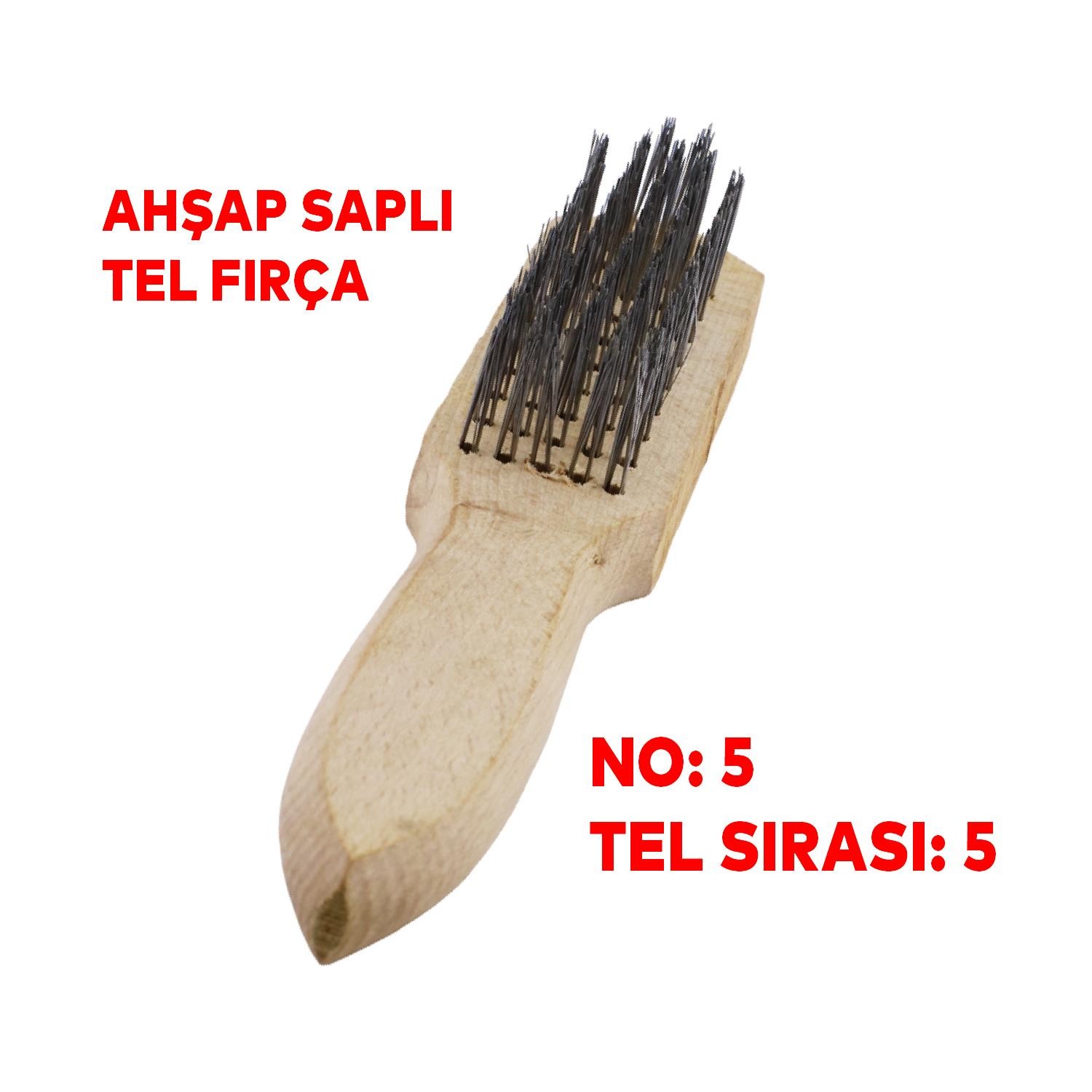 Ahşap Saplı Tel Fırça Kir Pas Mangal Barbekü Izgara Çok Amaçlı Temizleme Fırçası No 5