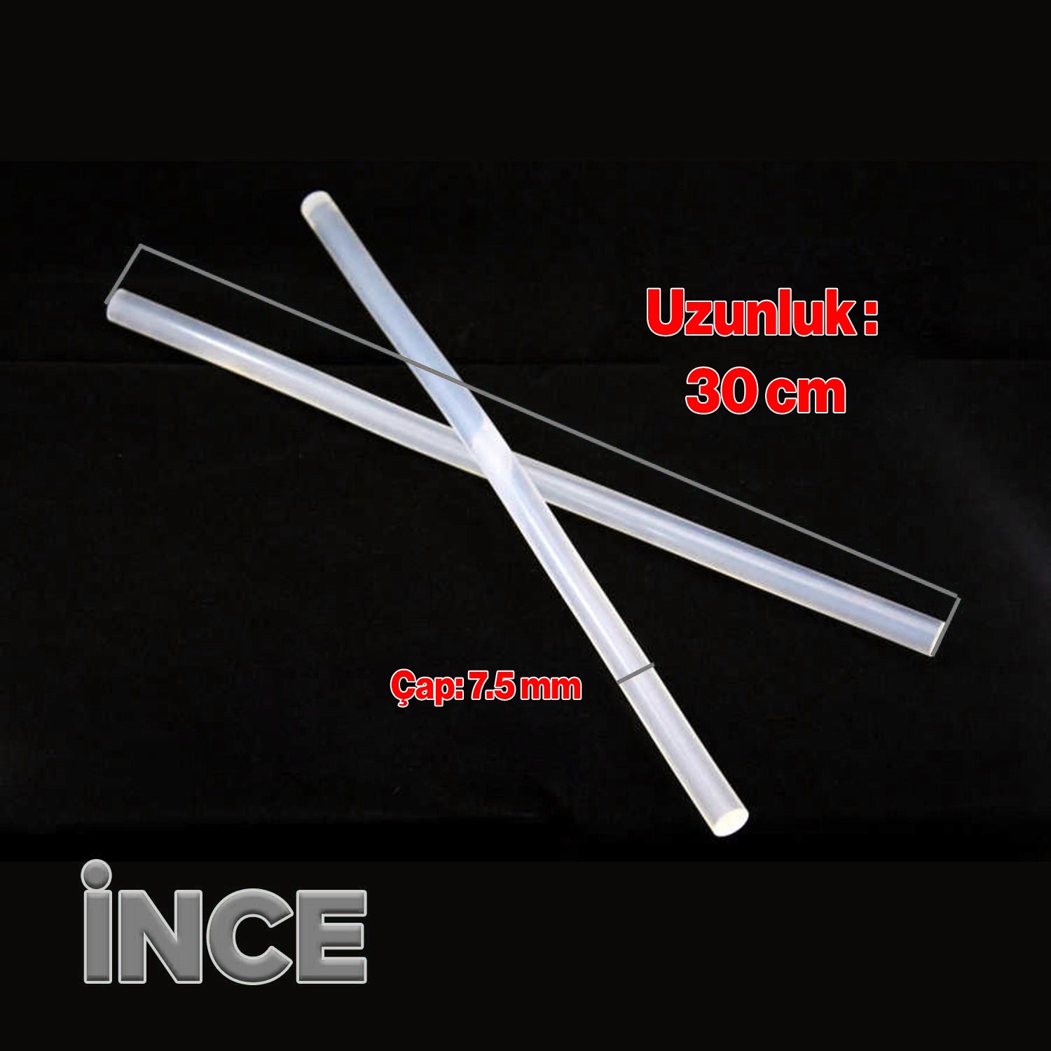 İnce Mum Silikon 7.5 mm Uzunluk 30 cm Çubuk Sıcak Silikon Hobi Eşya Maket Yapıştırma Slikon 10 ADET