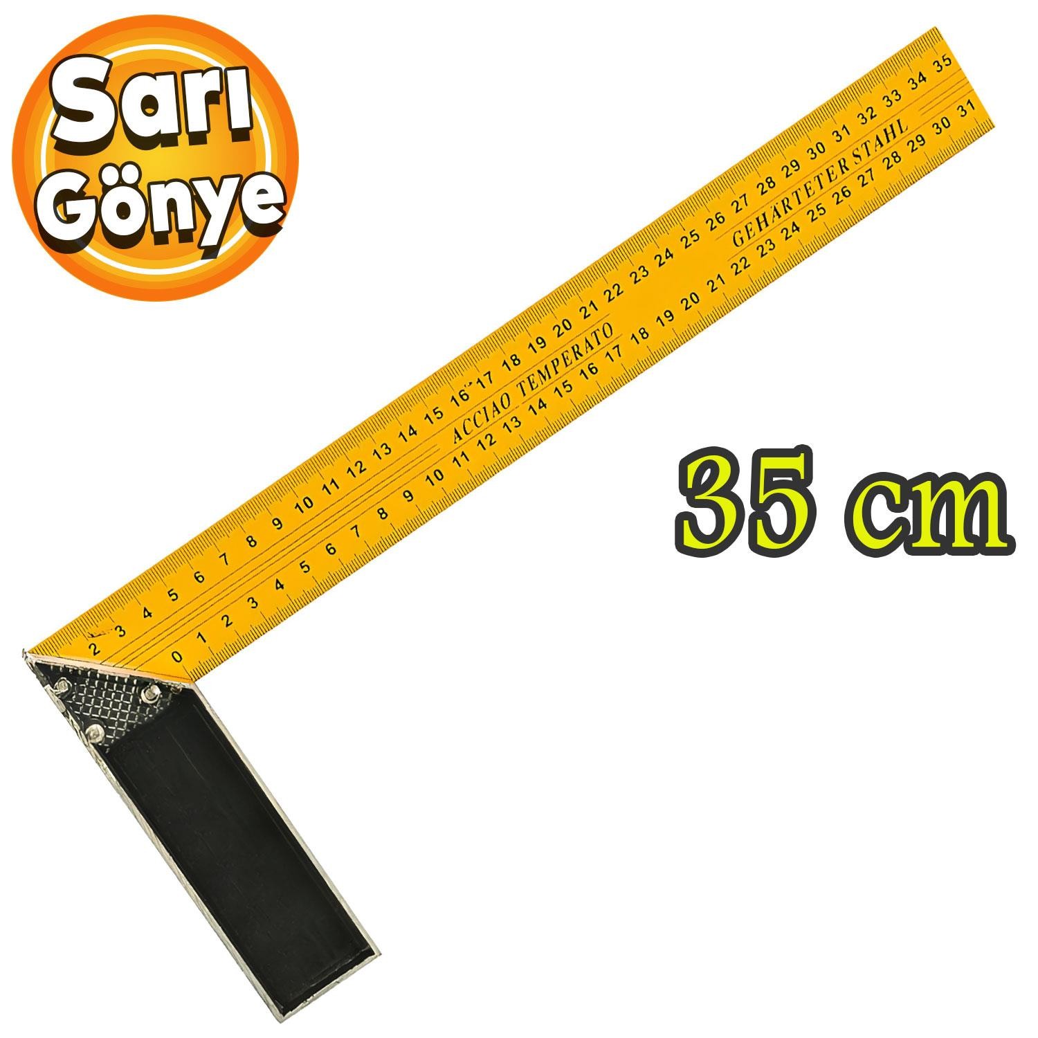 Alüminyum L Gönye Sarı Gönye Cetvel Kaynak Kaynakçı Marangoz Gönyesi 350 mm