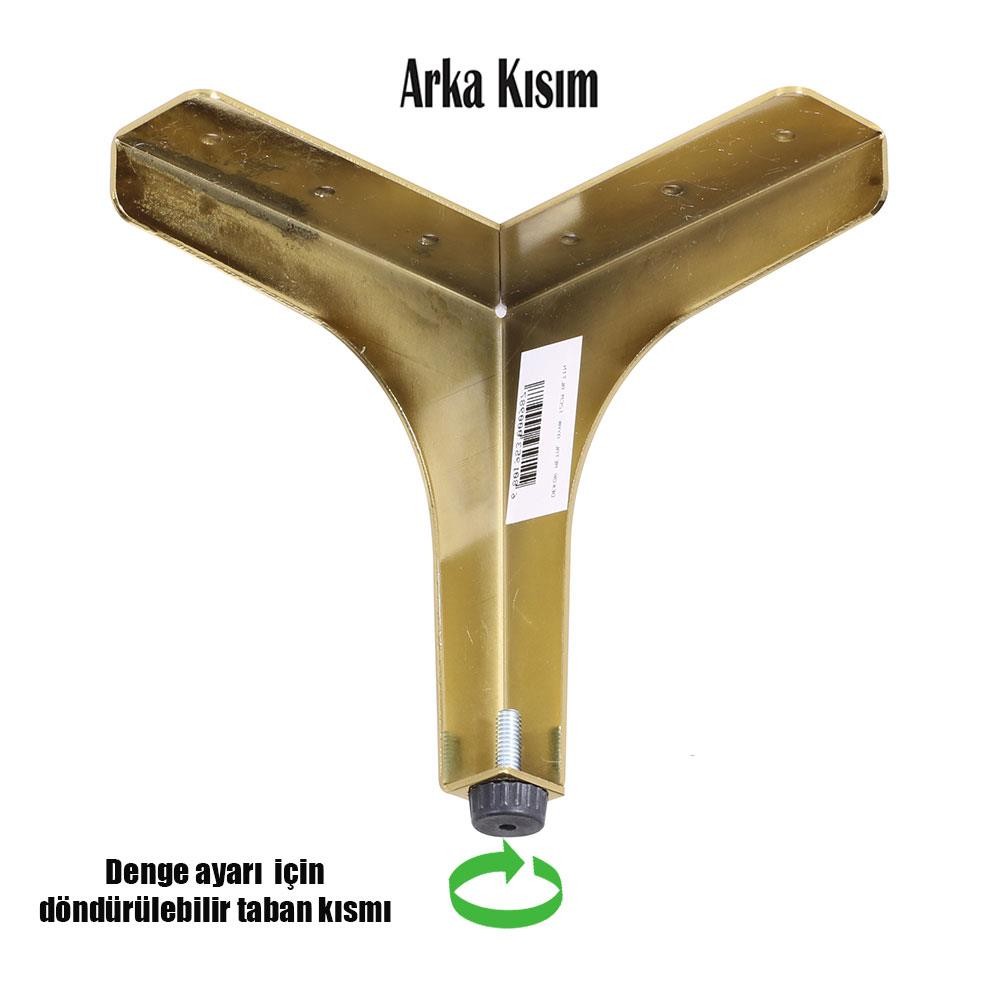 Dekor Mobilya Masa Puf Sehpa Ayağı Ayarlı Gold Metal Ayak 12.5 cm (4 ADET)