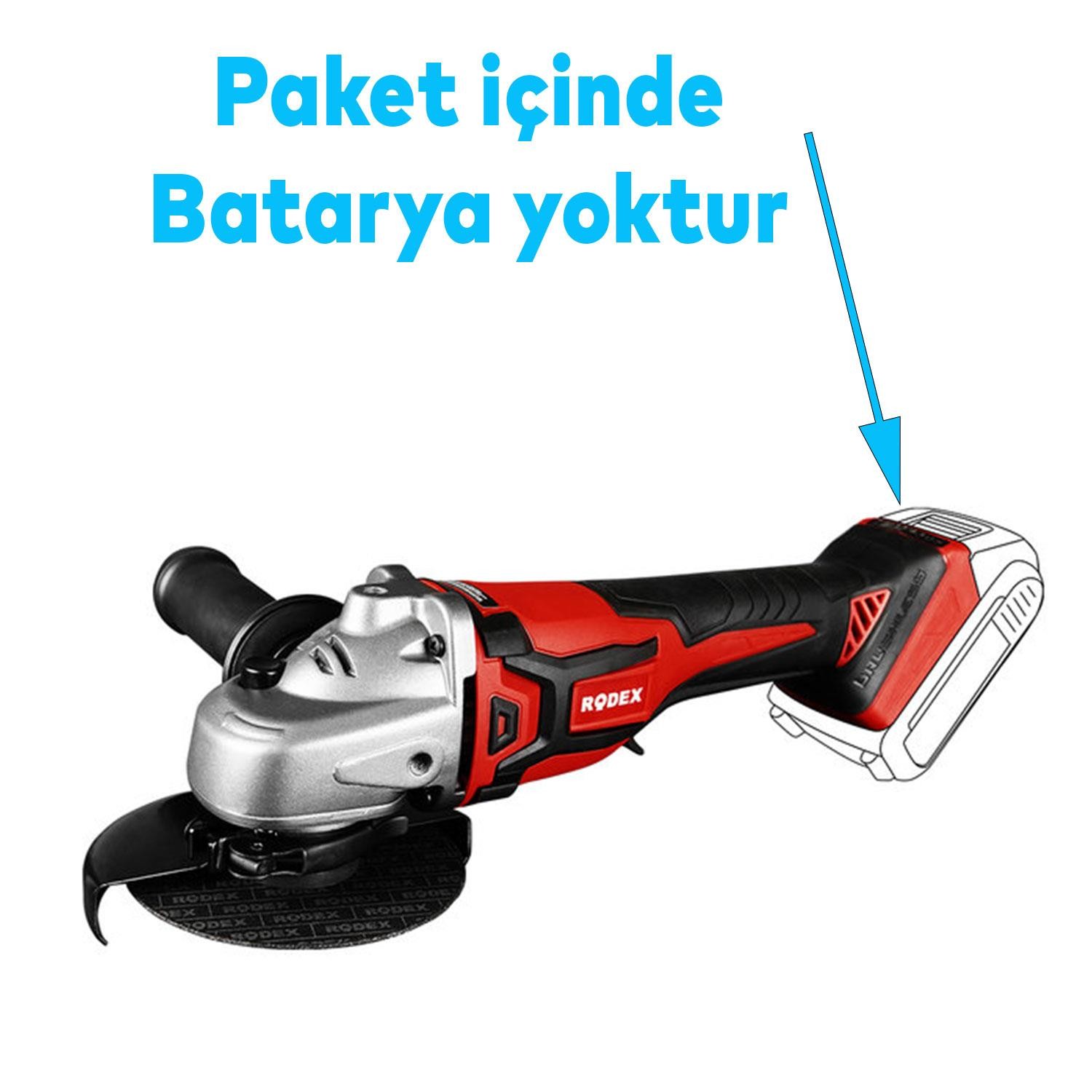 Rodex RPX2155 Akülü Avuç Taşlama Kömürsüz 125 mm 20V Bataryasız