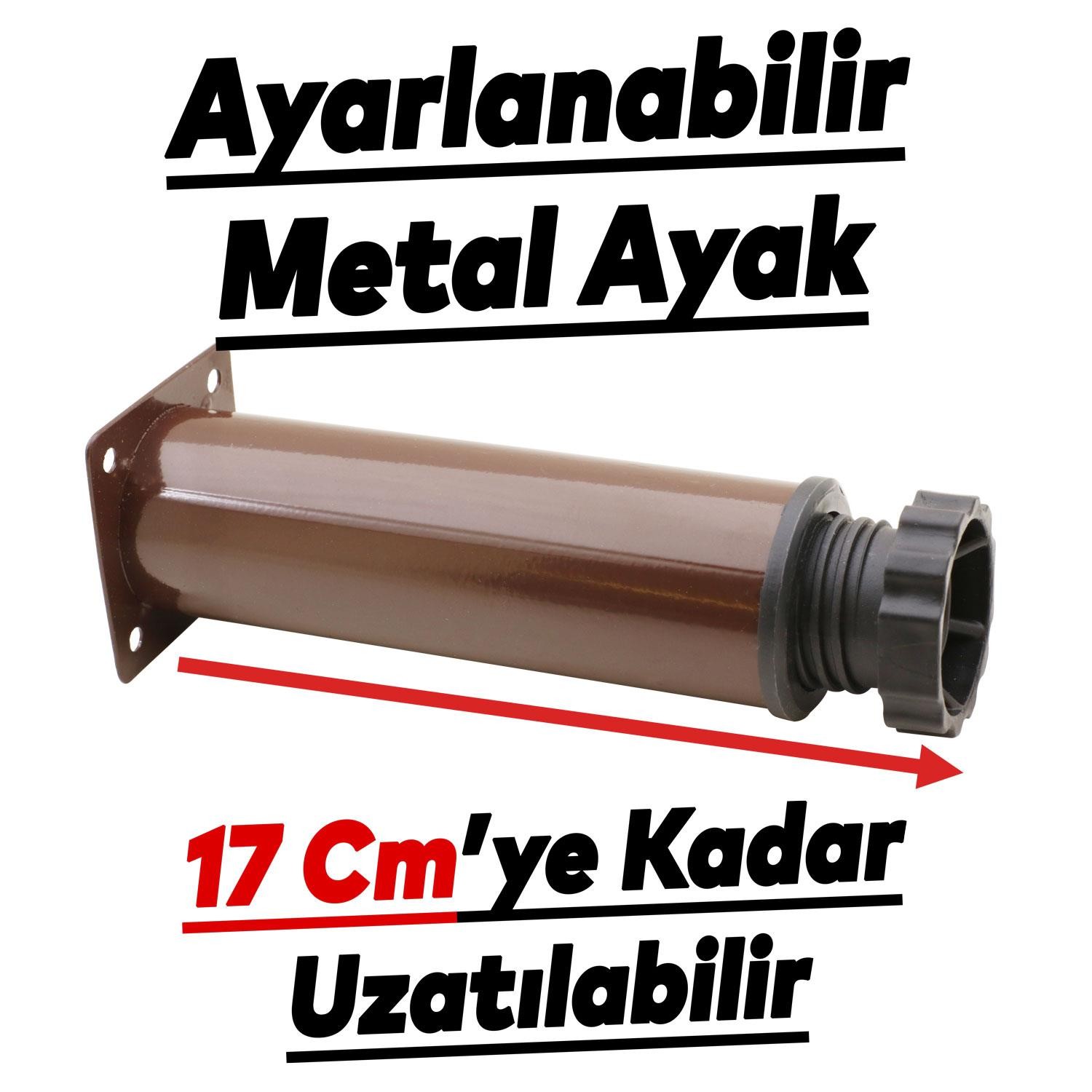 Ayarlanabilir Mobilya Kanepe Baza Koltuk Metal Destek Yükseltici Kahve Ayağı 15 cm Ayakları 8 Adet