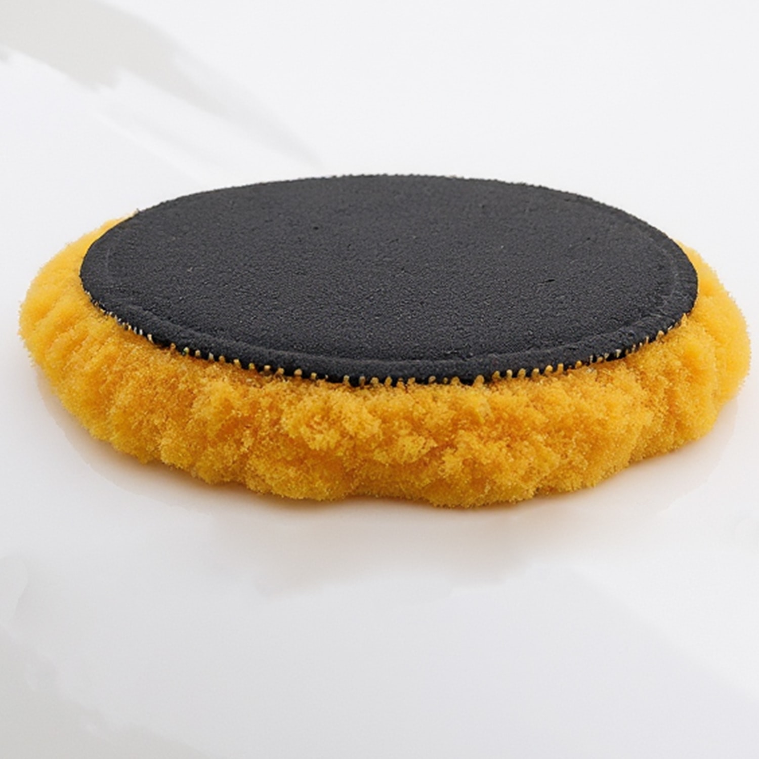Sarı Renk (1 Adet) Orta Sert Koyun Kuzu Postu Pedi Ø 125 mm Pasta Cila Polisaj Cırt Tabanlı Yün
