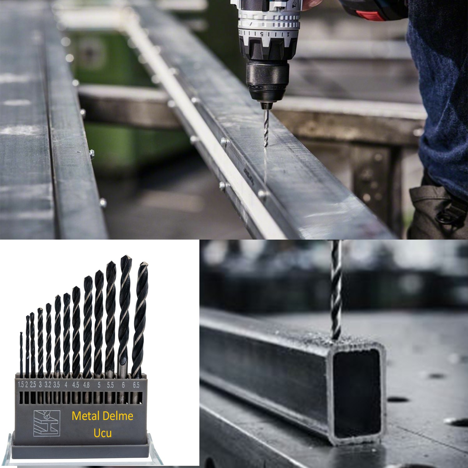 Metal Delme Matkap Ucu Seti 13 'lü Paket Çelik Metal Alüminyum Delici Uç 1.5 - 6.5 mm Arası Çap 