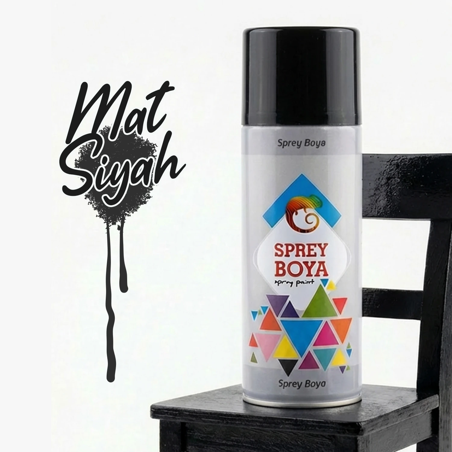 Mat Siyah Sprey Boya 400 ml Metal Ahşap Beton Yüzeylere Uygun Hobi Dekoratif Amaçlı Sprey Boya