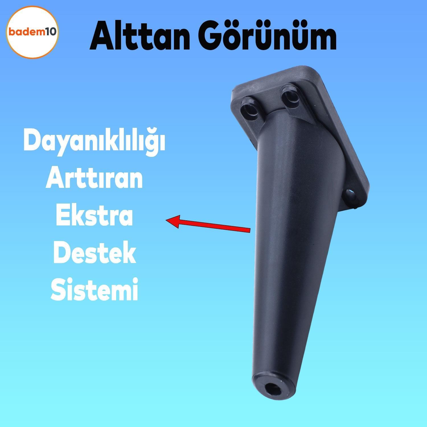 Regnum 6'lı Set Mobilya TV Ünitesi Çekyat Koltuk Kanepe Destek Ayağı 16 cm Siyah Ayak M8 Civatalı