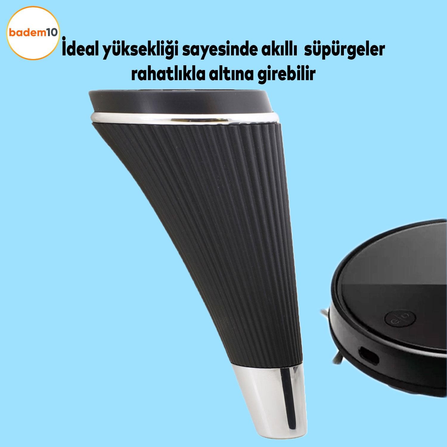Iron Lüks Mobilya Kanepe Sehpa Tv Ünitesi Koltuk Ayağı 15 Cm Siyah Krom Baza Ayakları