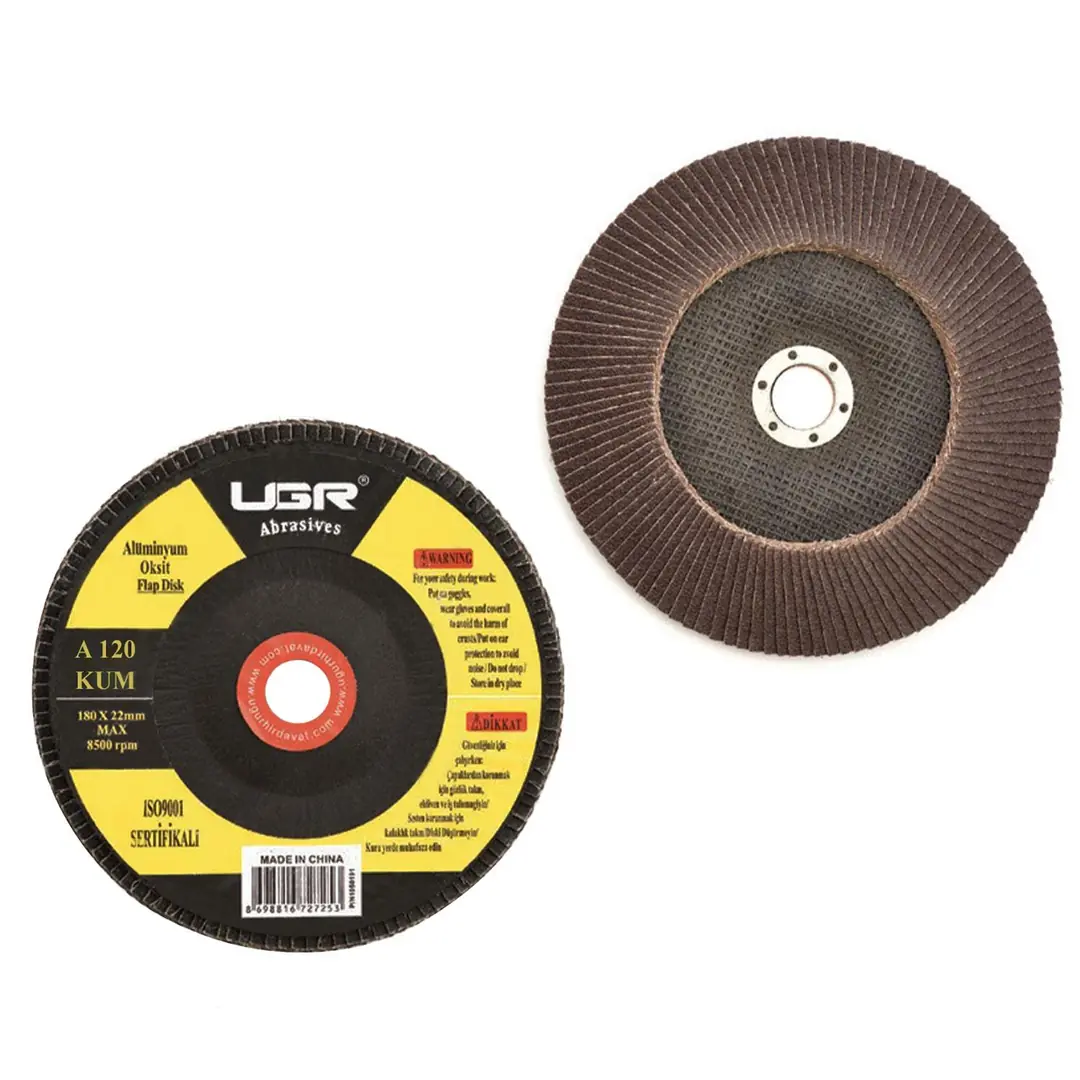 UGR Metal Ahşap Flap Disk Alüminyum Oksit Zımpara 180 mm 120 Kum