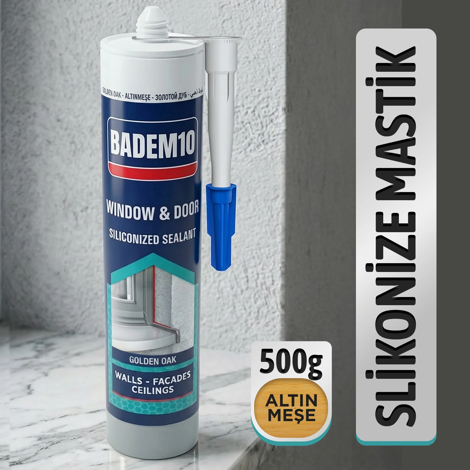 Altın Meşe Renkli Boyanabilir Genel Amaçlı Kolay Uygulanır İnşaat Mastik 500 gr Golden Oak