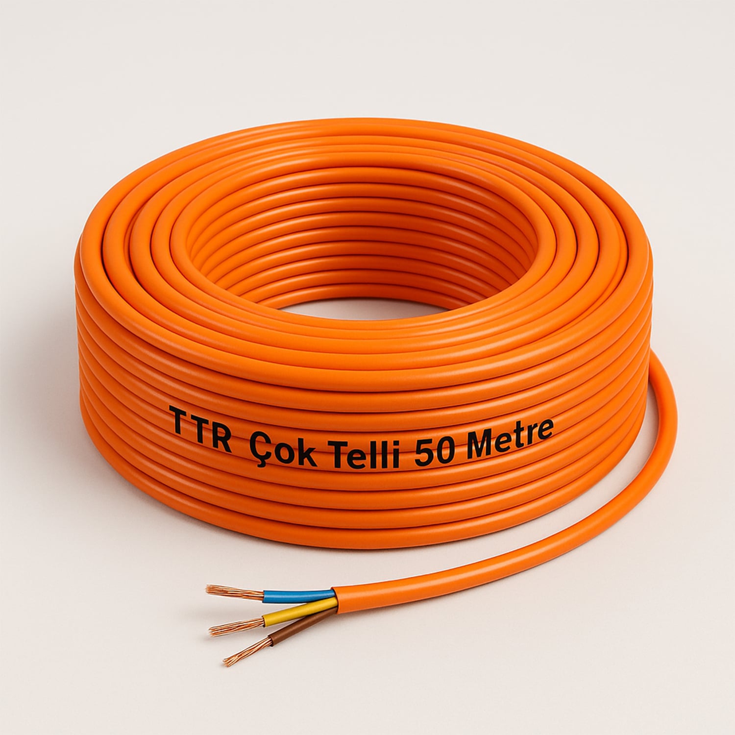 Seyyar 50 Metre Uzatma Kablosu TTR CCA Telli 3x2.5 mm Elektrik Kablo Kontrol Kalem Dişi Erkek Fiş
