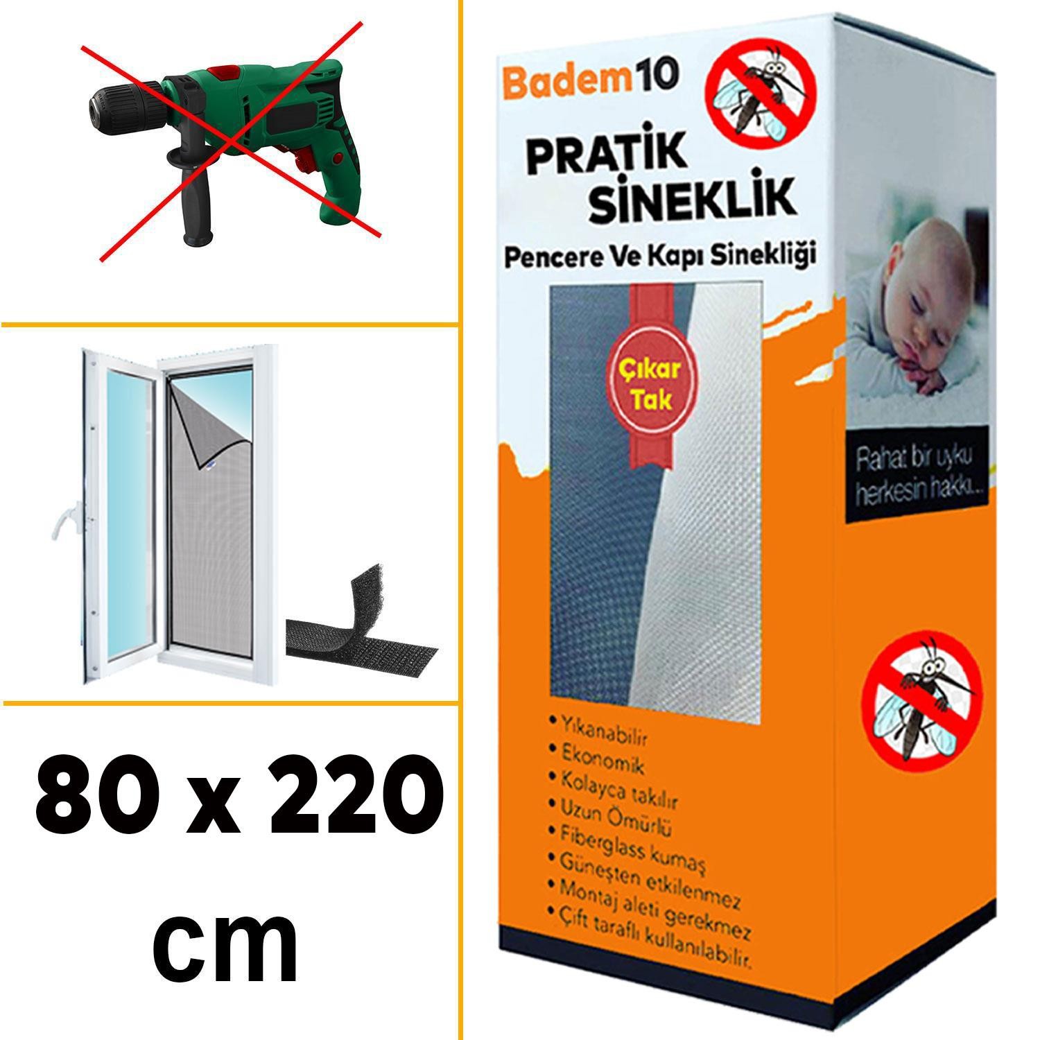 Pencere Kapı Sinekliği 4' Lü Paket 80 X 220 Cm Pratik Hazır Sineklik