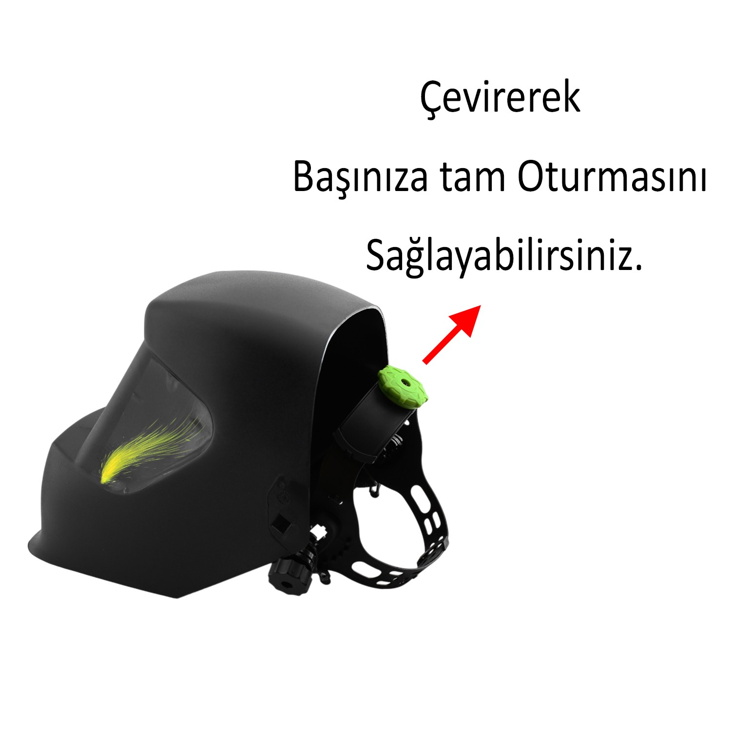 Güneş Enerjili Pilli Otomatik Kararan Baş Maskesi Siperlik Kartuşlu Kaynak Gözlüğü Düz Başlık