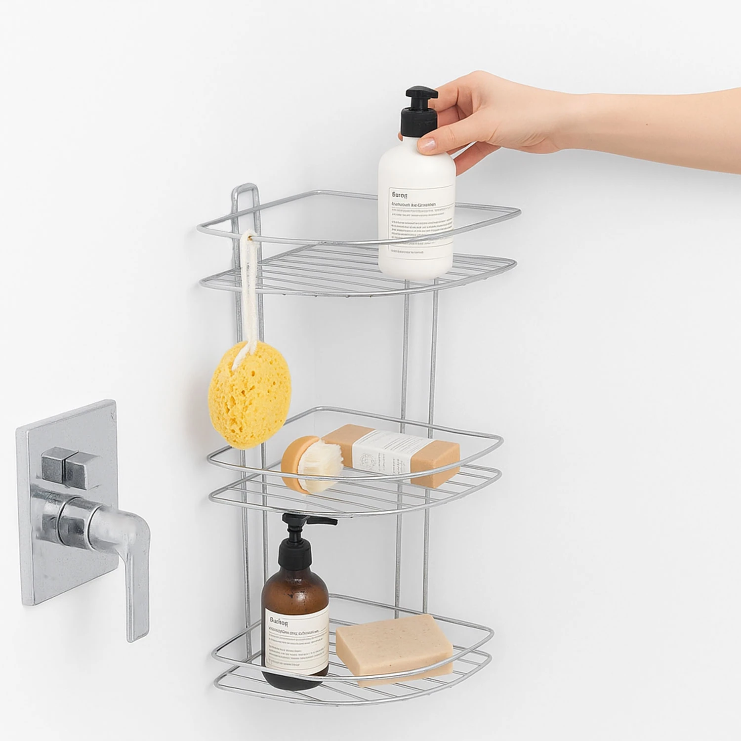 Banyo Duş Köşe Rafı Üç Katlı Krom Şampuanlık Paslanmaz Metal Duvar Tipi Düzenleyici Organizer