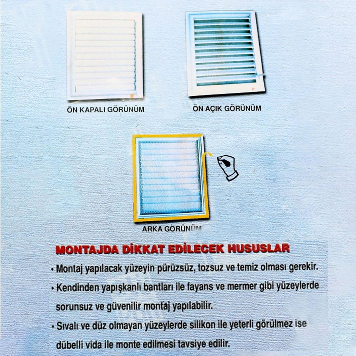 Menfez Banyo Wc Tuvalet Havalandırma Alüminyum Panjur Beyaz 45x45 CM