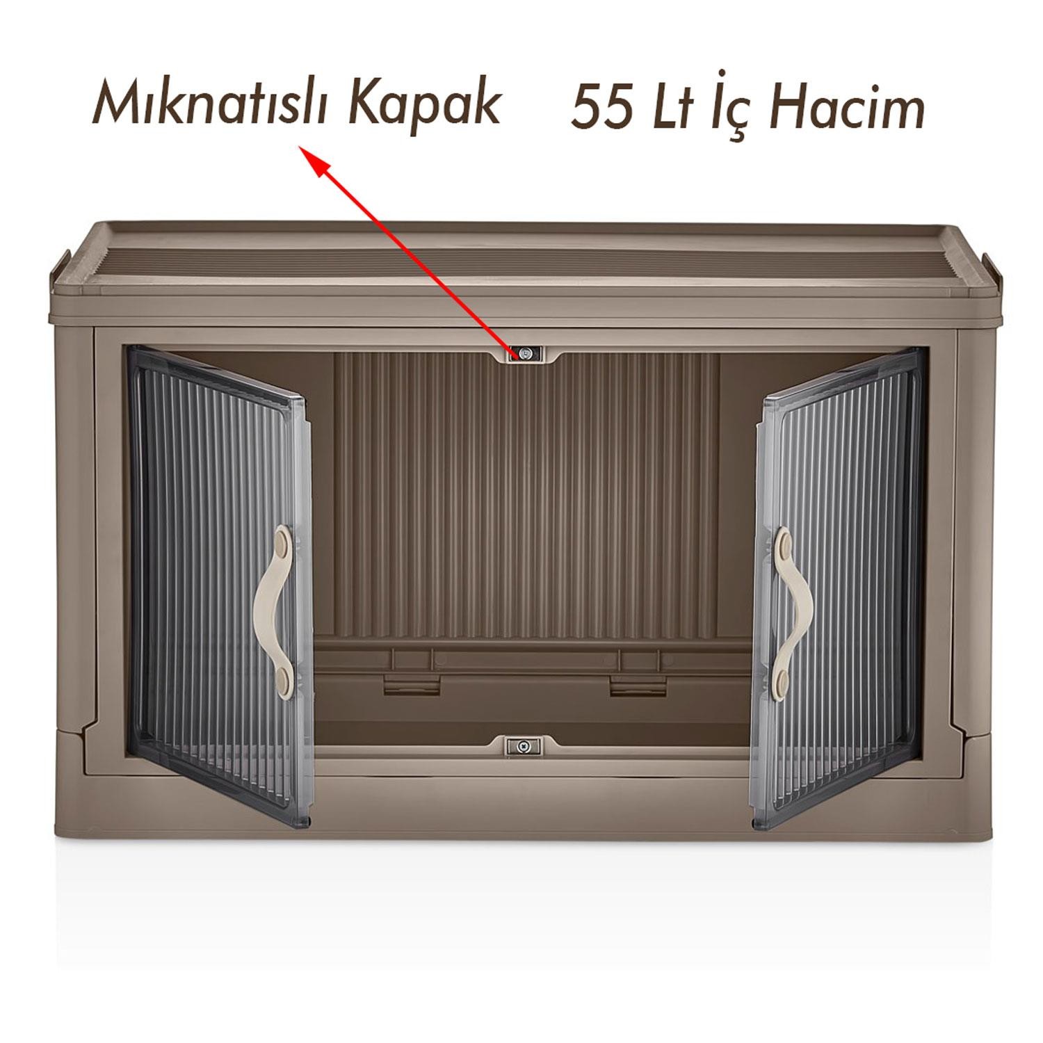 2li Çok Amaçlı Katlanır Portatif İstiflenebilir Saklama Düzenleyici Organizer Dolap Kutusu Cappucino