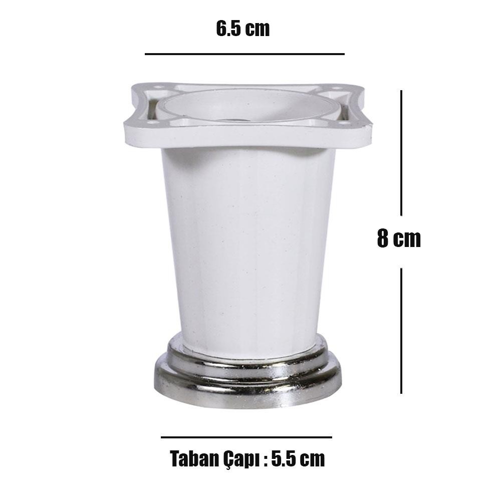 4 Adet Ayarlanabilir Dolap Mobilya Tezgah Koltuk Kanepe Puf Tezgah Ayağı Ayakları 8 Cm Beyaz