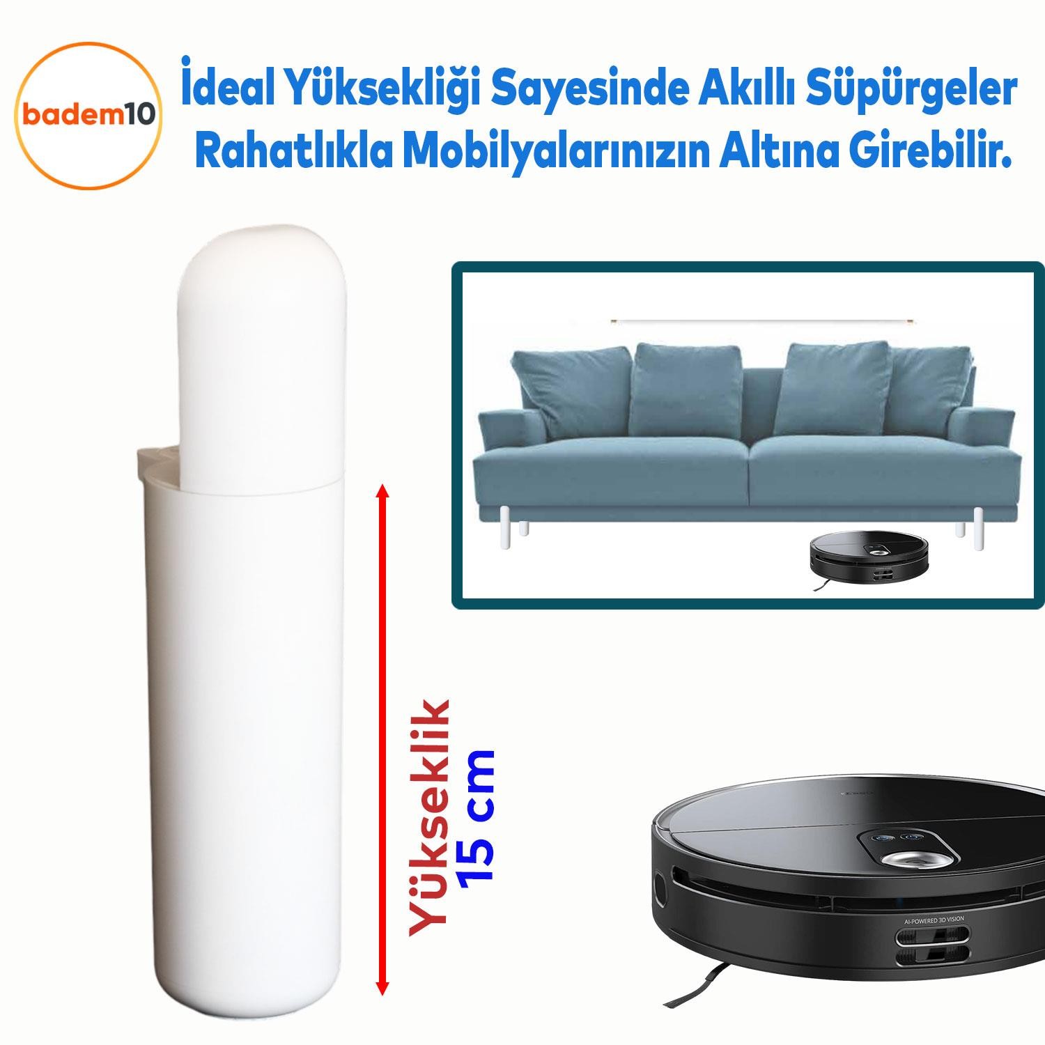 Kapsül Bohem Mobilya Kanepe Tv Ünitesi Koltuk Konsol Yükseltici Ayağı Ayakları Mat Beyaz 15 cm 4 Adet