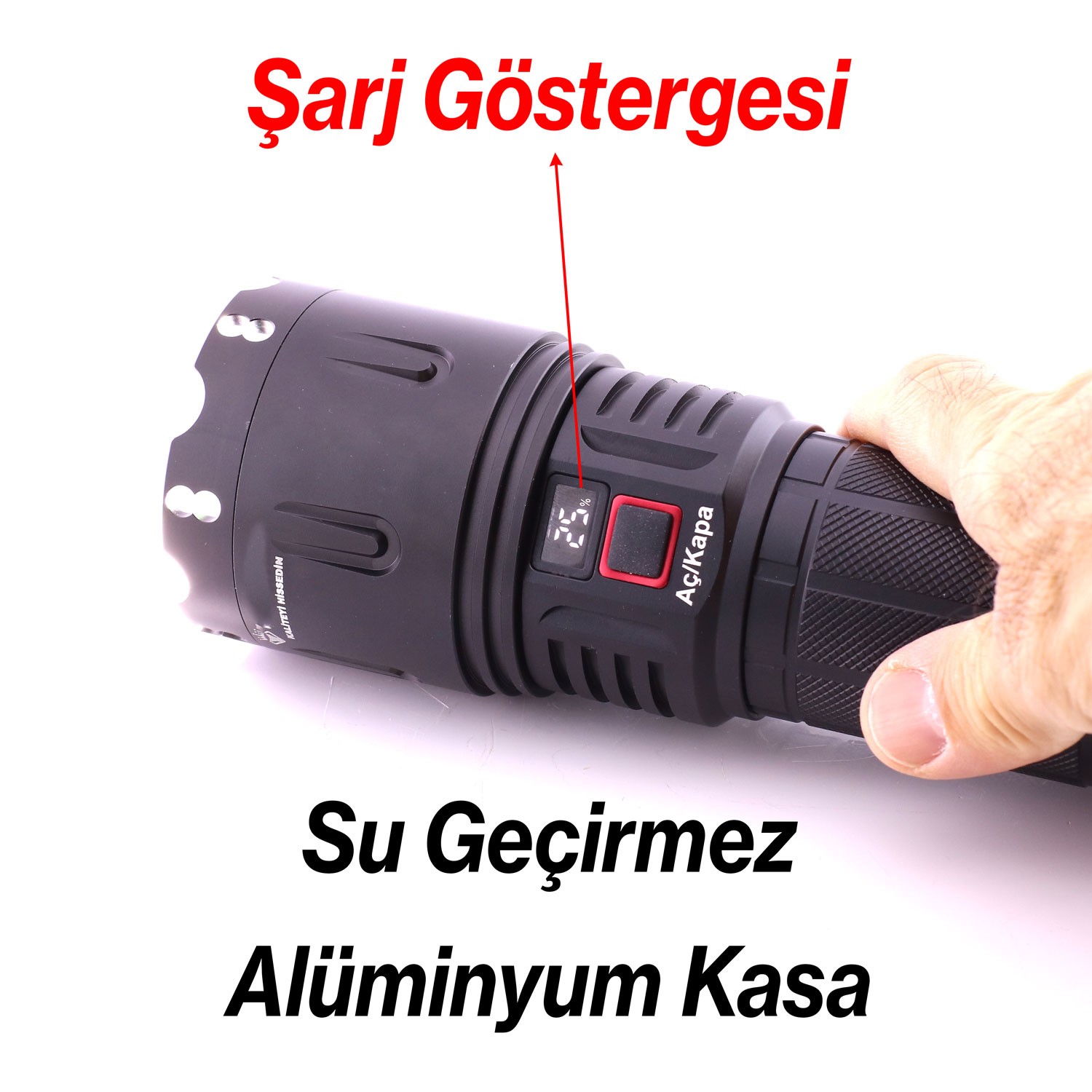 El Feneri 8000 Lümen 80W Zoomlu Uzun Menzil Şarjlı Powerbank Ledli Işık Lambası Su Geçirmez Kamp
