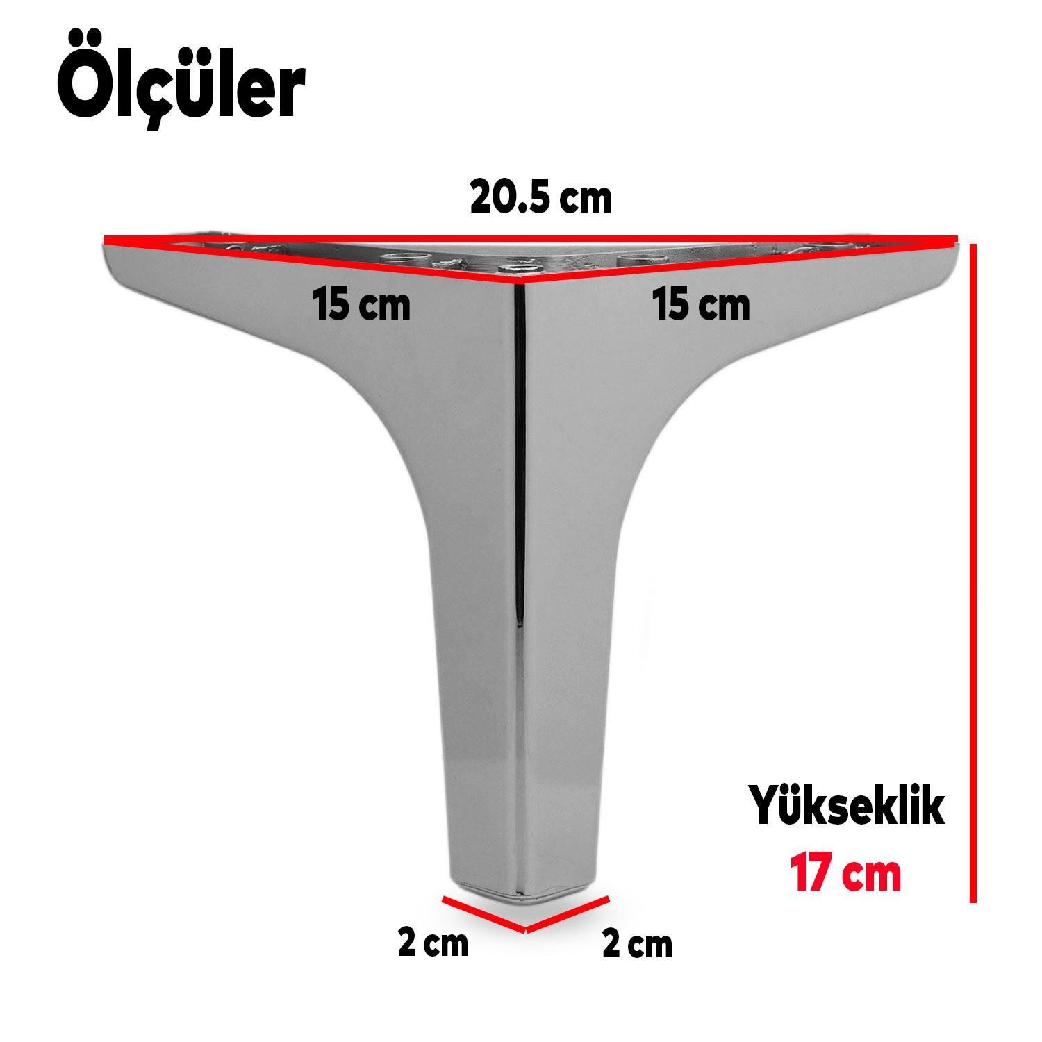 Sedef Lüks Mobilya Kanepe Tv Ünitesi Konsol Koltuk Ayağı 17 Cm Krom Ayakları 4 Adet