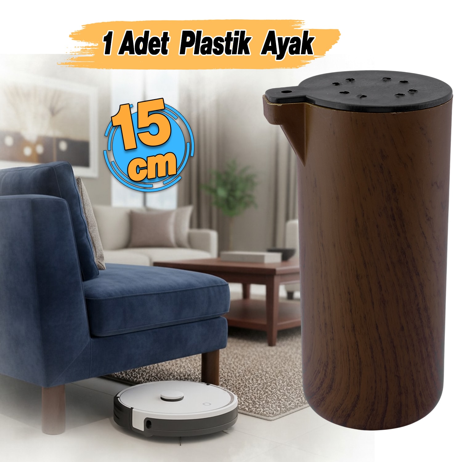 Plastik Terra Kubik Kestane Kahvesi 15 cm Mobilya Kanepe Koltuk Yatak Baza Yükseltme Ayağı Ayakları