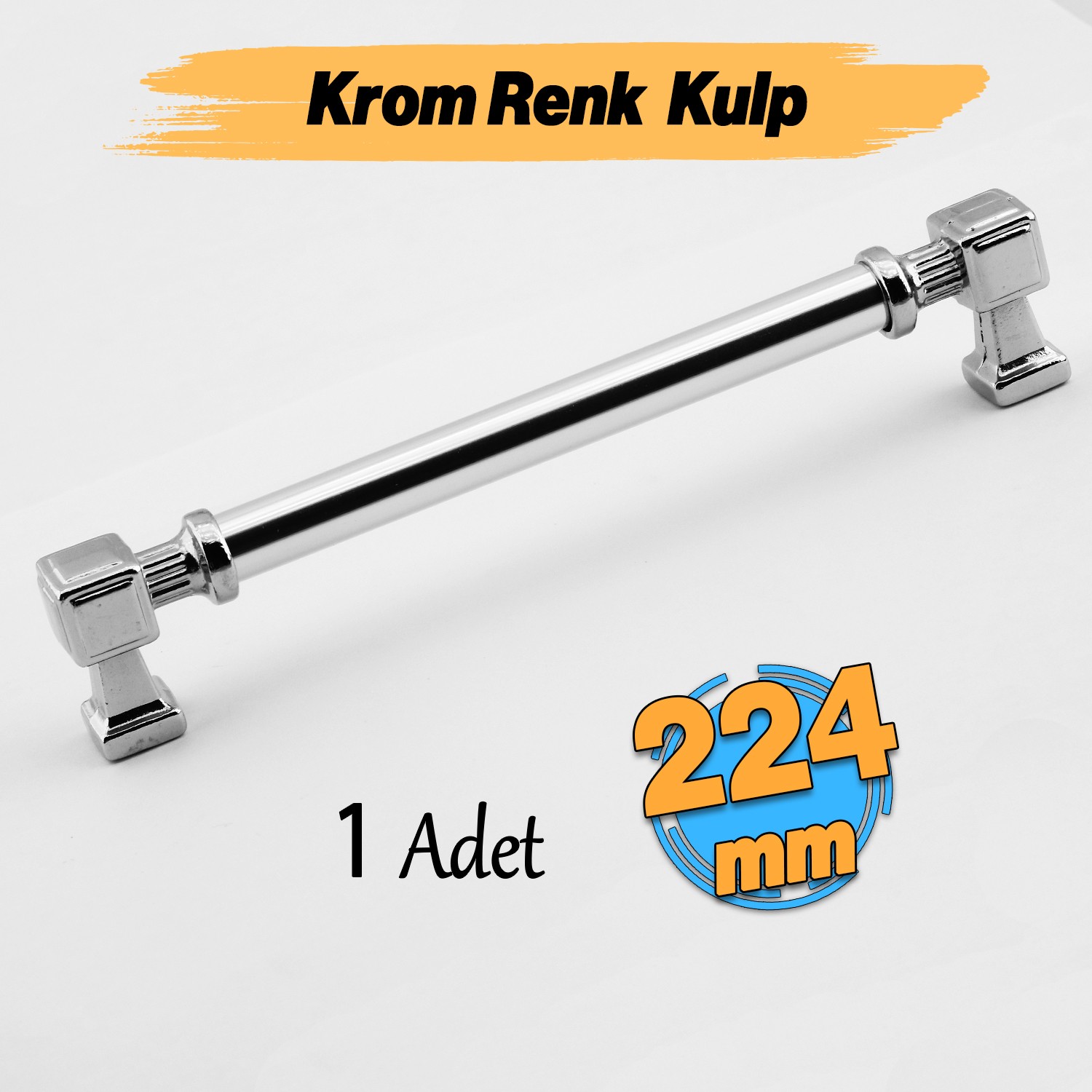Krom Renk Talas Metal 224 mm 22.4 cm Düz Kulp Mobilya Mutfak Çekmece Dolap Kulpu Kulbu Kulpları