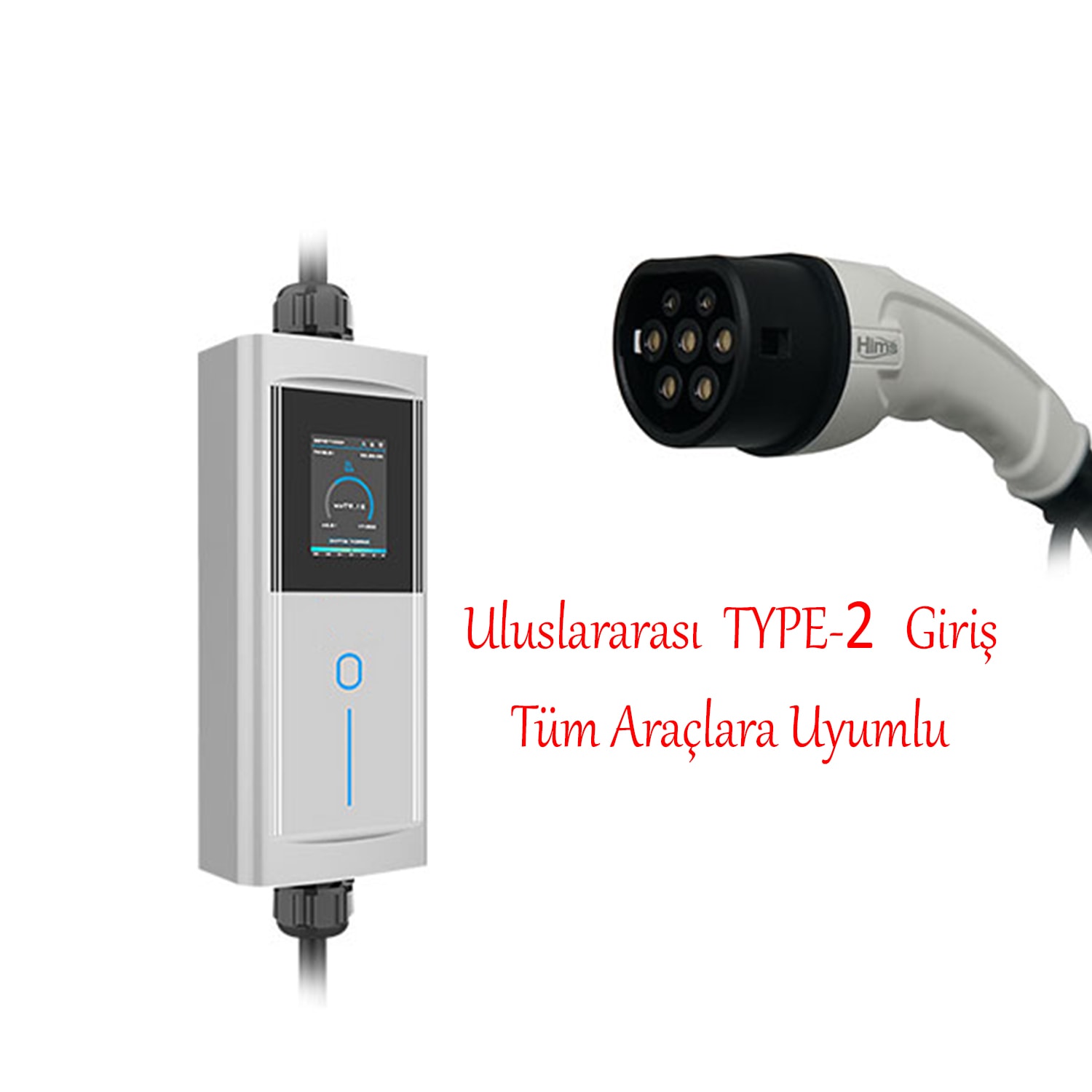 Taşınabilir Elektrikli Wallbox Araç Şarj Dönüştürücüsü Cihaz 22 kW Type-2 Soket Mobil Uygulamalı
