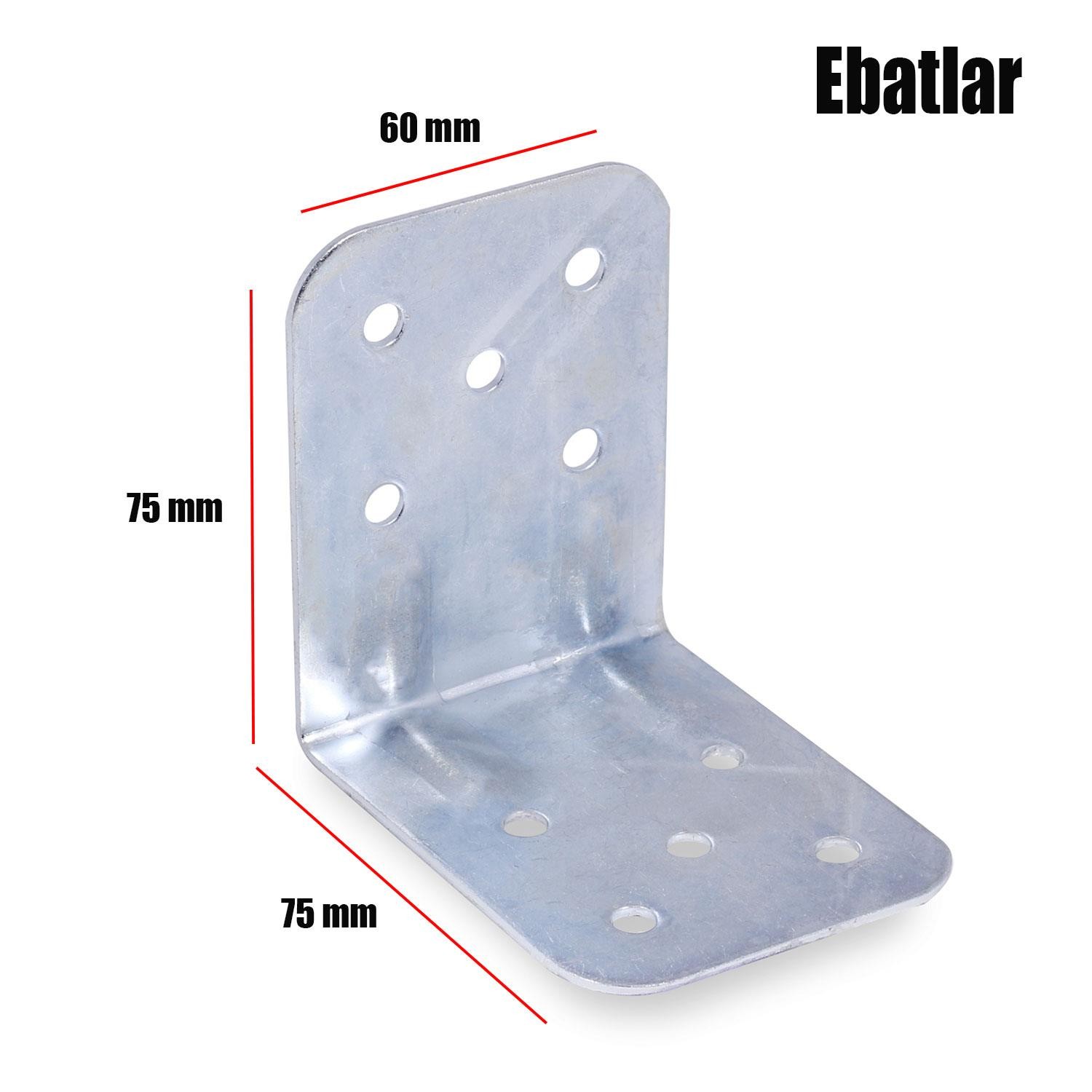 Mobilya Eşya Dolap Deprem Sabitleyici Köşebent Bağlantı Aparatı L Demiri Gönye 75x75x60 Mm (10 ADET)
