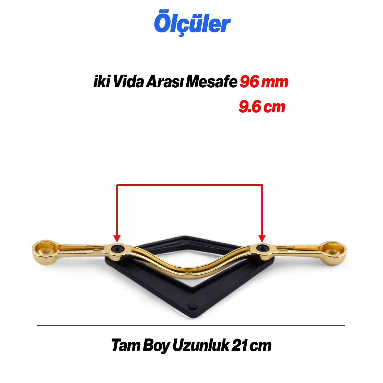 Altın Siyah Metal Kulp 96 mm Dekoratif Dolap ve Çekmece Kapak Kolu Lüx Mobilya Gold Kulpları