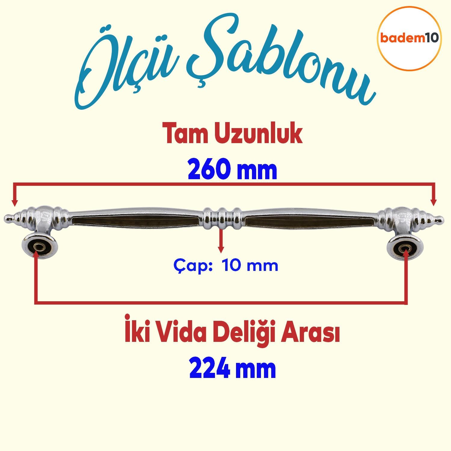 Petek Mobilya Mutfak Dolabı Çekmece Dolap Kapak Kulpu Düz Metal Kulbu Kulp Kulpu 224 Mm Krom