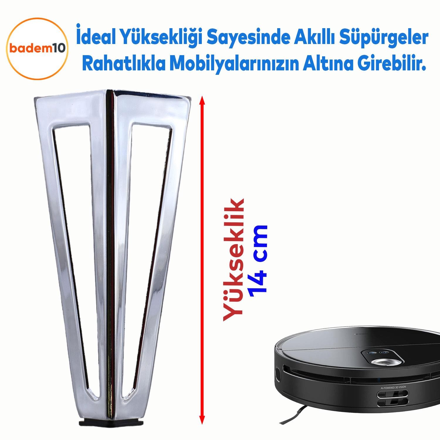 Ovit Açık Koltuk Baza Puf Sehpa Kanepe Tv Ünite Masa Mobilya Ayağı Ayakları Metal Ayak 14 Cm Krom