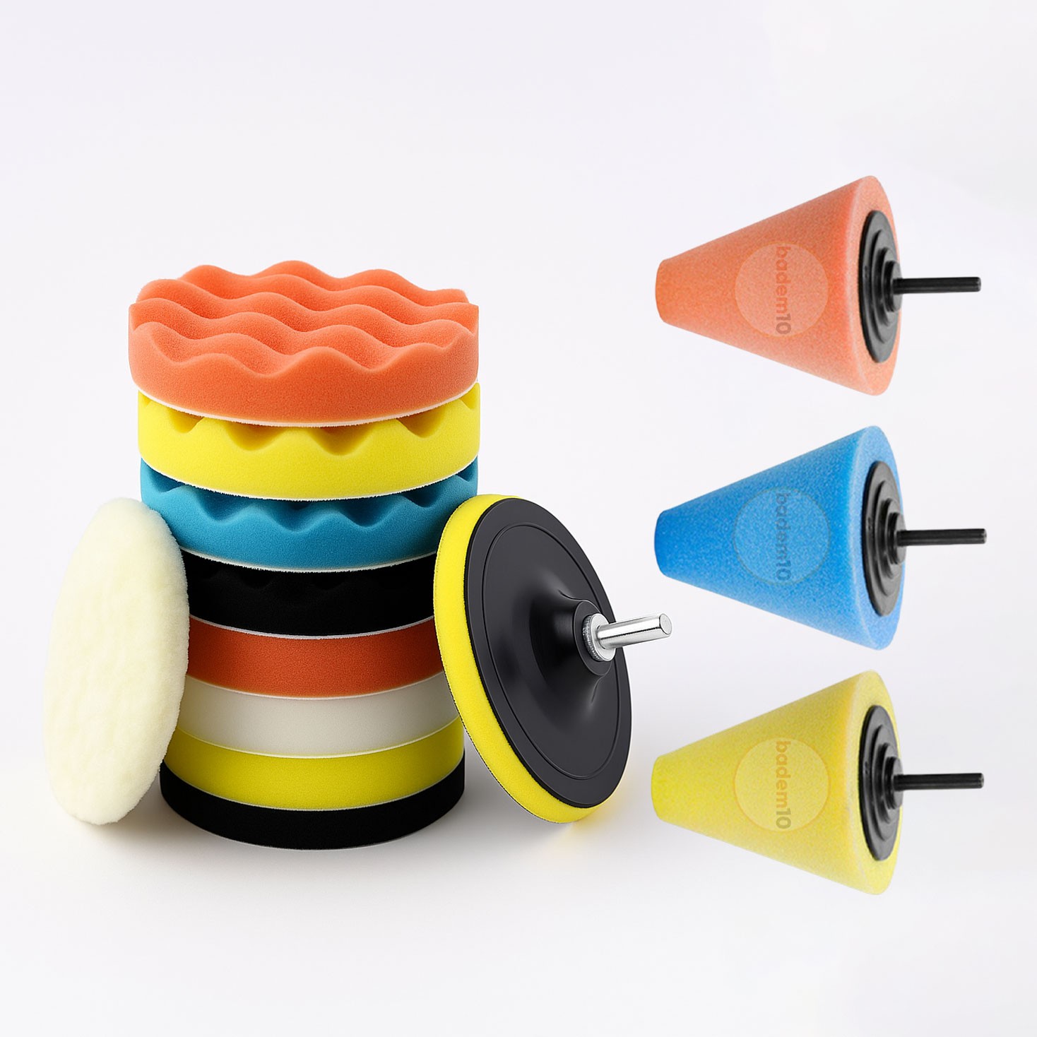 Pasta Cila 150 mm Polisaj Süngeri Seti 14 Parça Jant Parlatma Pedi Matkap Uyumlu Oto Wax Büyük Boy
