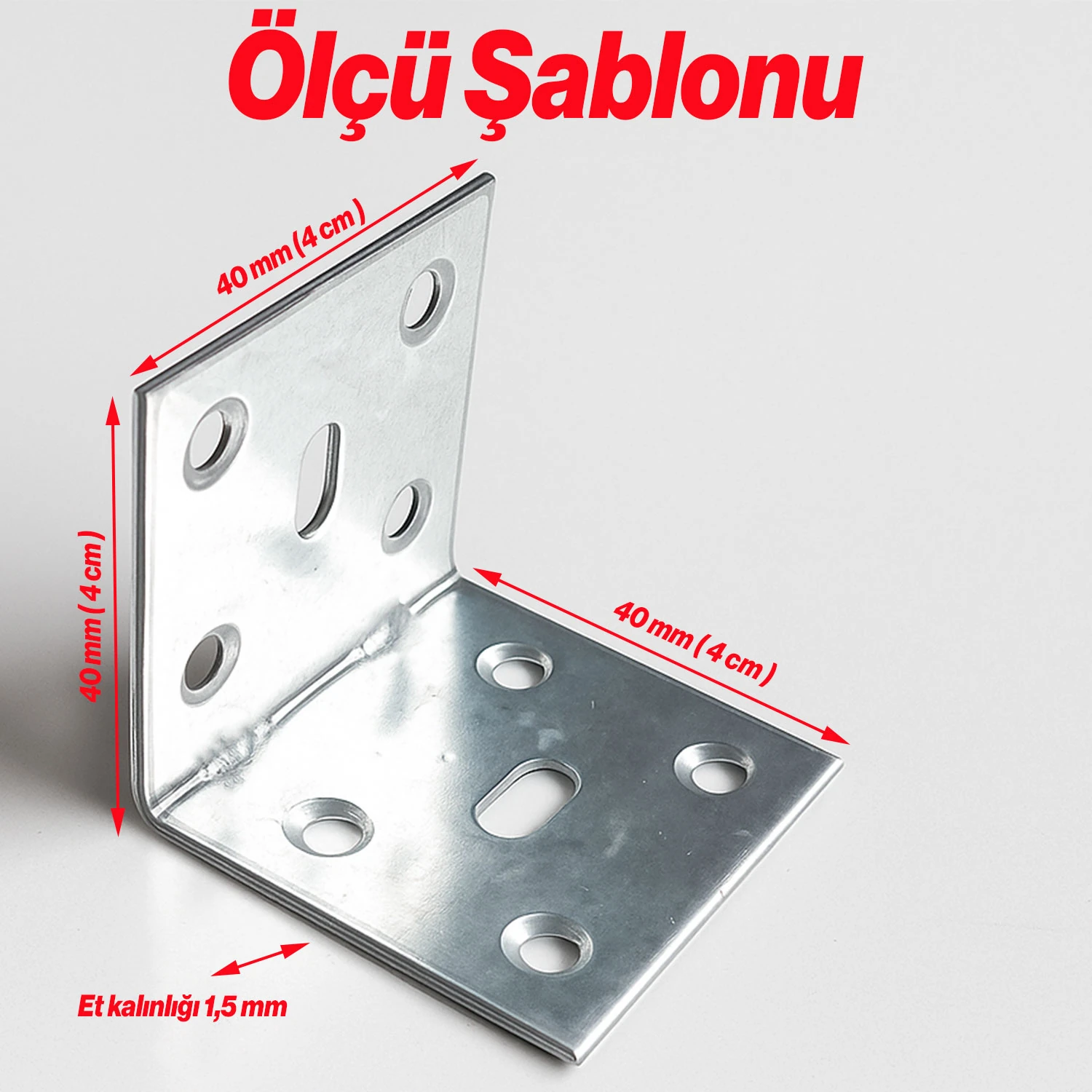 Metal L Demiri (25 Adet) İnce Gönye 40x40x40 mm Mobilya ve Duvar Sabitleme Bağlantı Aparatı