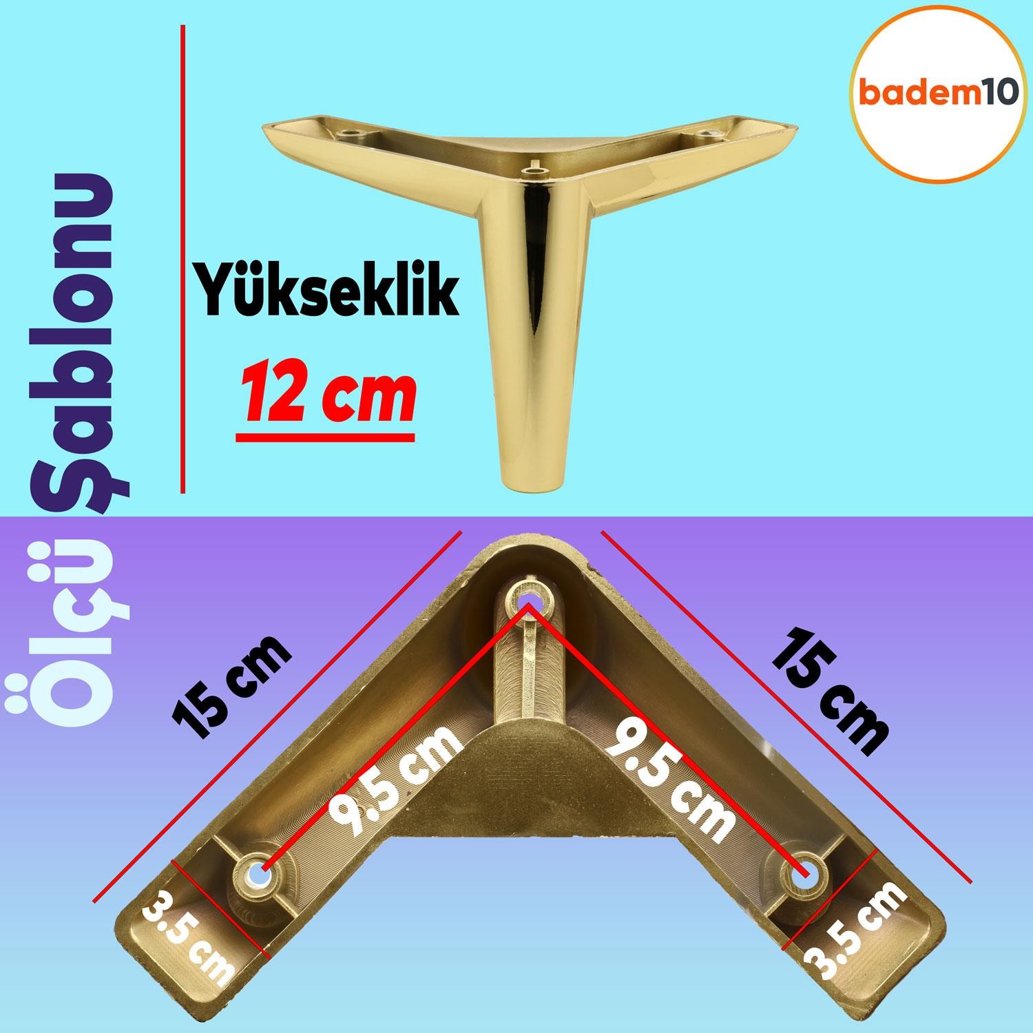 Piko Lüks Mobilya Kanepe Sehpa Tv Ünitesi Koltuk Ayağı 12 Cm Gold Altın Baza Ayakları
