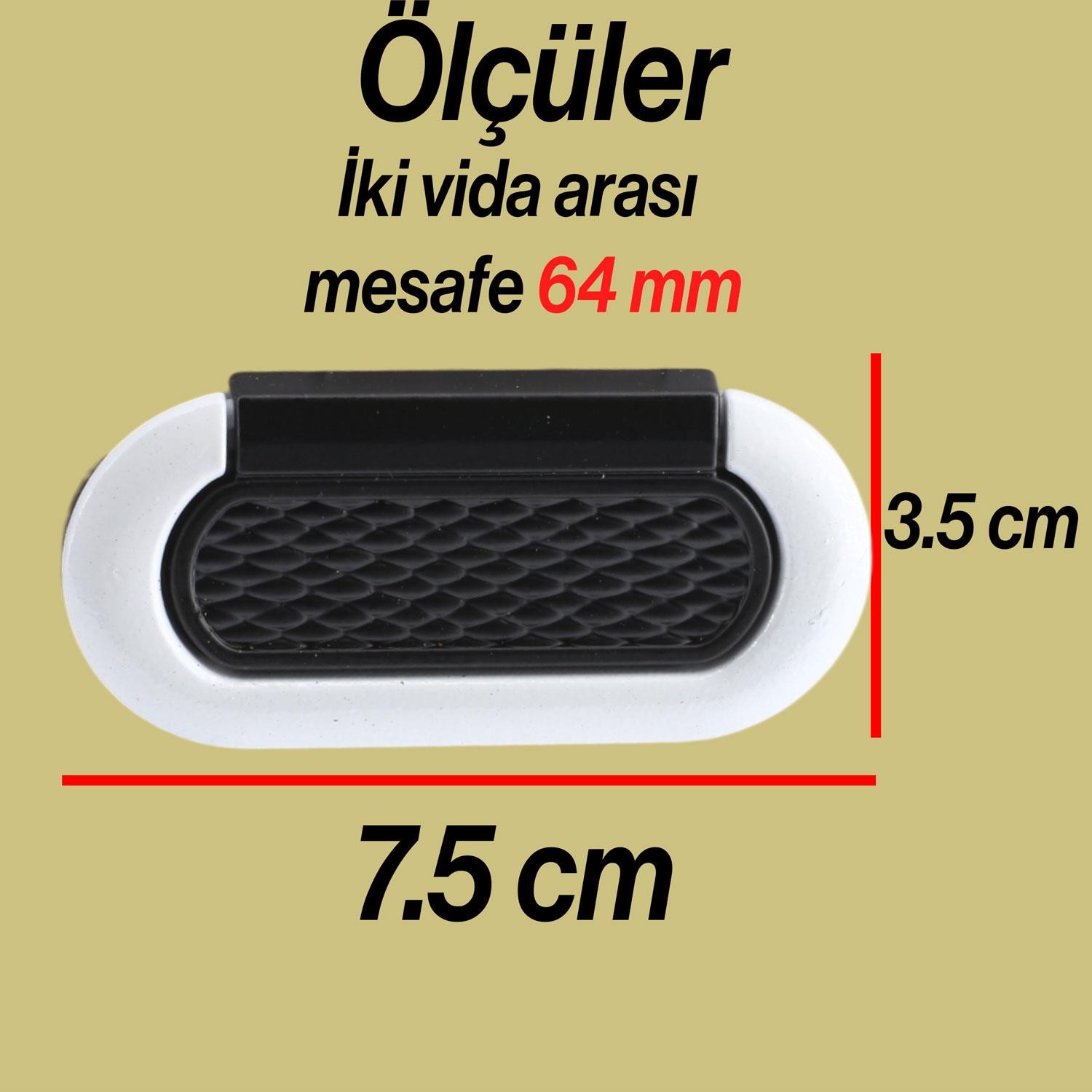 Midas Kulp Mobilya Mutfak Dolabı Çekmece Dolap Kulpları Kapak Kulpu Kulbu Siyah Beyaz 64 mm Metal