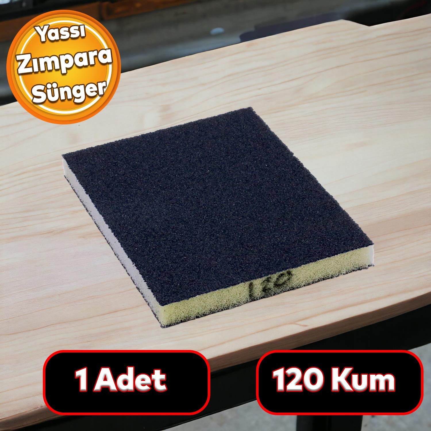 Yassı Sünger Zımpara 9.5 x 12.5 cm Takoz Blok Flex Taşlama Ahşap El Zımparası 120 kum 1 Adet