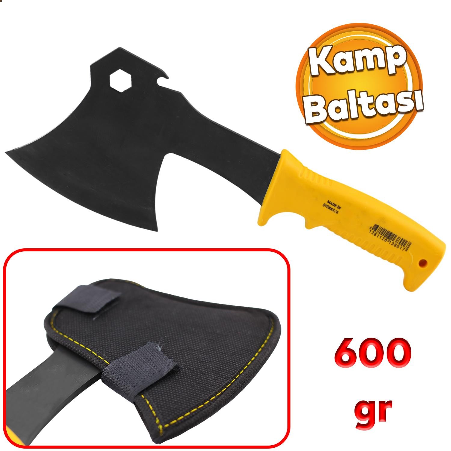 Saplı Kamp Piknik Baltası Mini Çok Amaçlı Fonksiyonlu Keskin Balta 26 cm 600 GR Gazoz Açacağı