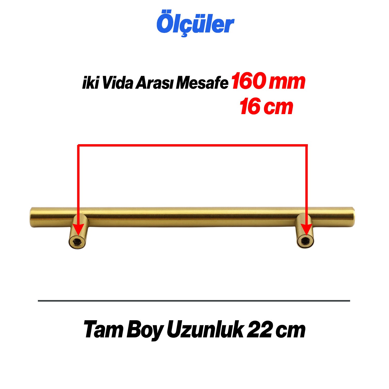 Alteta 10 ADET Gold Altın 160 mm Metal Mobilya Kulp Mutfak Çekmece Dolap Dolabı Kapak Kulpları Kulbu