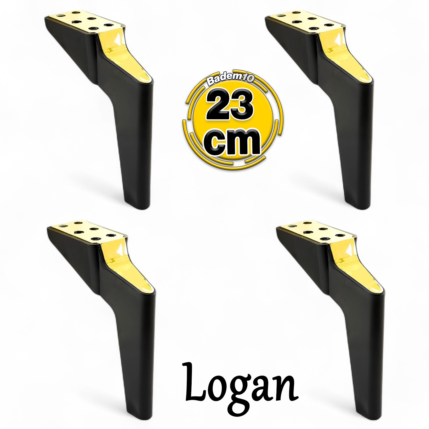 Logan 4 Adet 23 Cm Siyah Gold Lüks Mobilya Kanepe Tv Ünitesi Berjer Koltuk Ayağı Konsol Ayakları