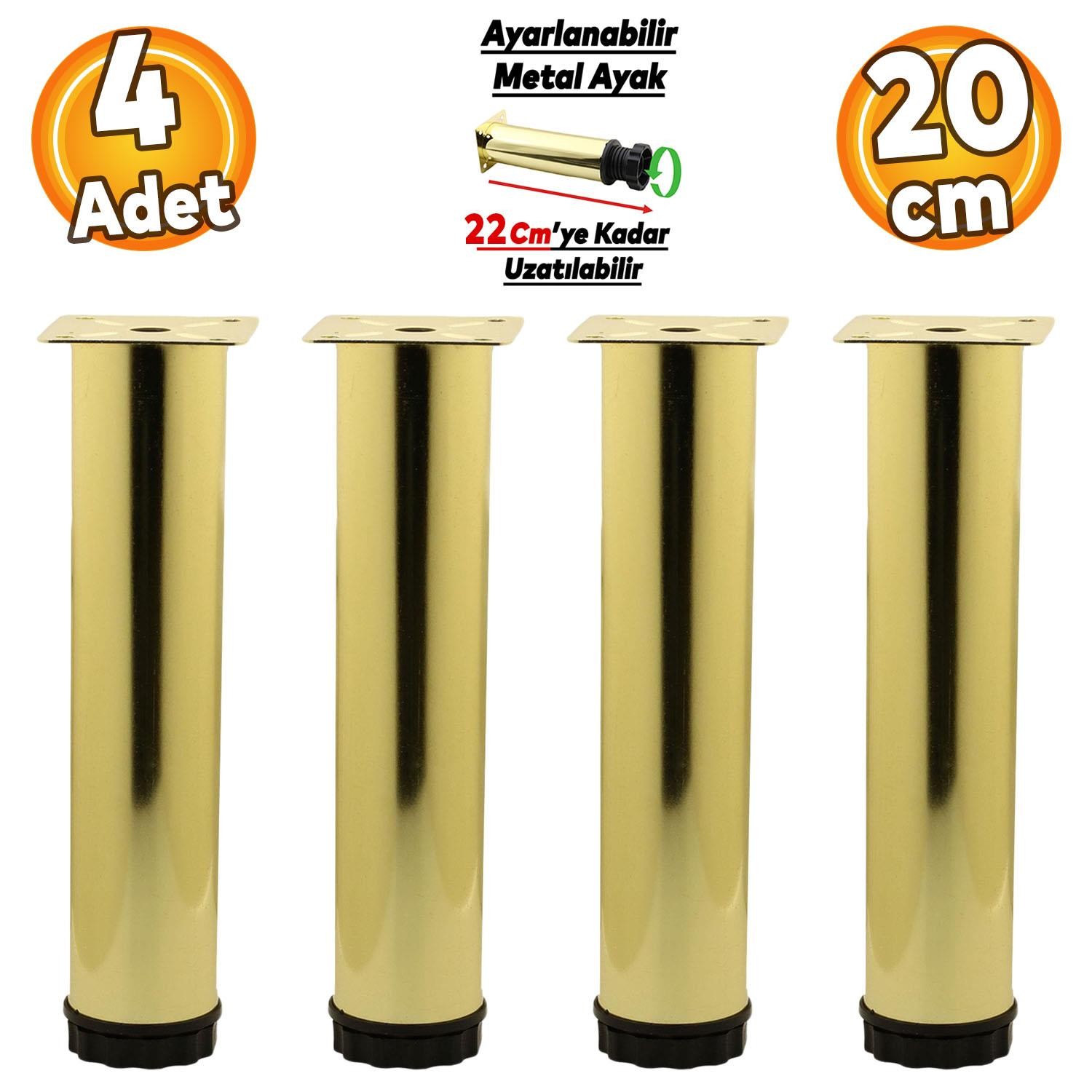 Ayarlanabilir Mobilya Kanepe Konsol Koltuk Metal Destek Yükseltici Gold Ayağı Ayakları 20 Cm 4 Adet