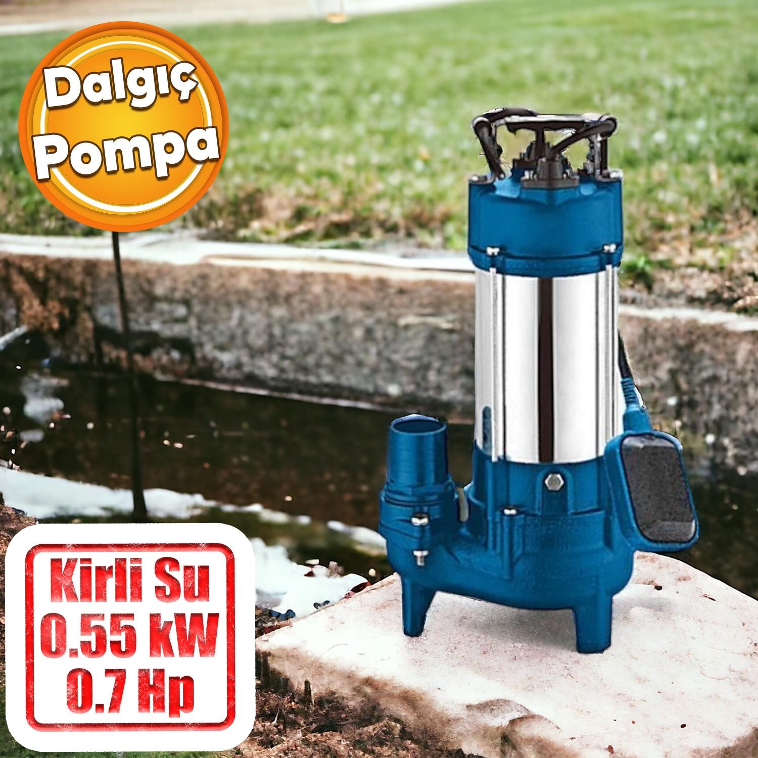 Kirli Su Pompası 0.55 kW Alüminyum Gövdeli Dalgıç Tip Rainpump 0.7 HP Monofaze Atık Su Logar Lağım