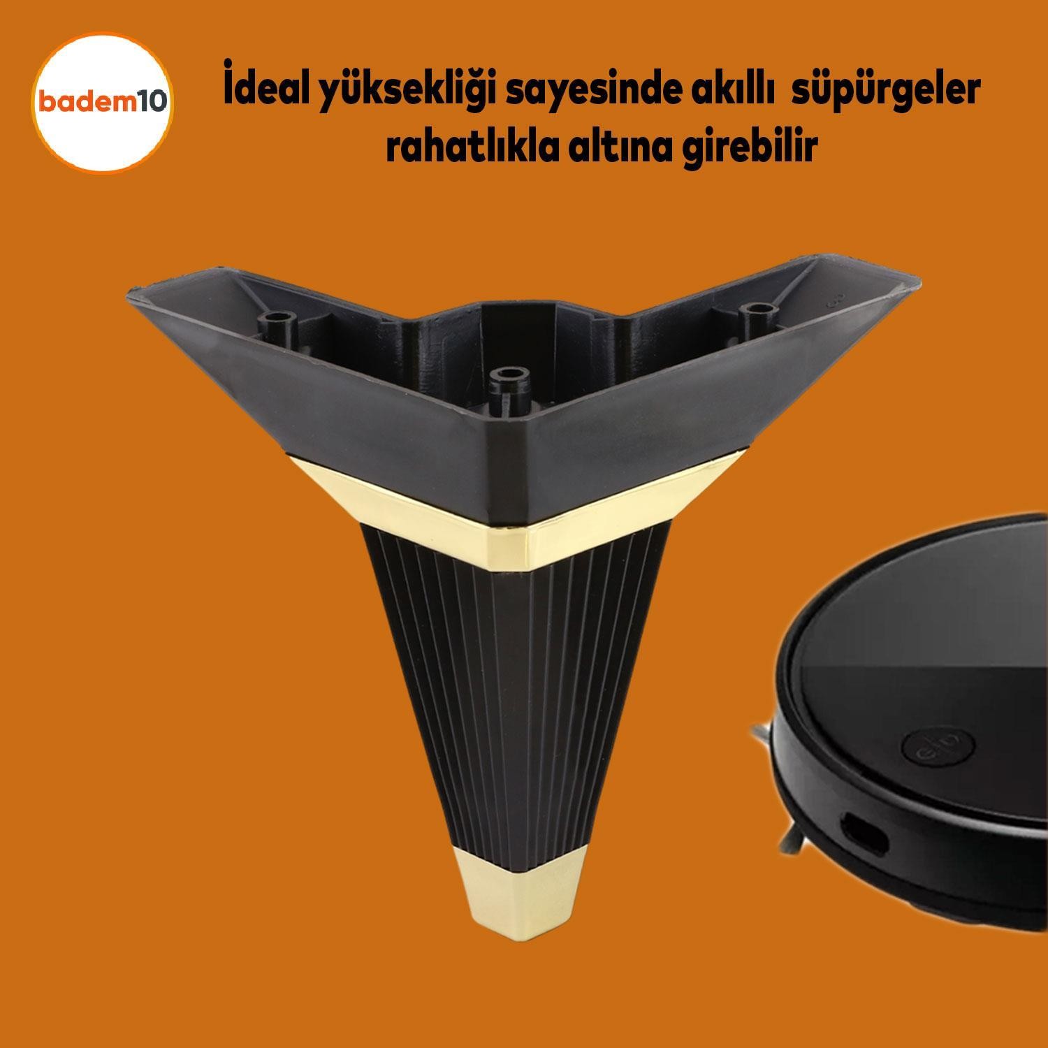 Alcazar Köşe 6'lı Set Mobilya TV Ünitesi Çekyat Koltuk Kanepe Destek Ayağı 14 cm Siyah M8 Civatalı