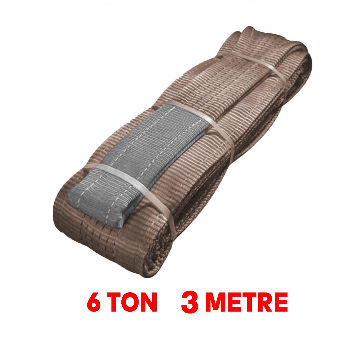 Sapan Polyester Spanzet 6 Ton 3 Metre Kahve Sağlam Yük Kaldırma Taşıma İndirme Halat