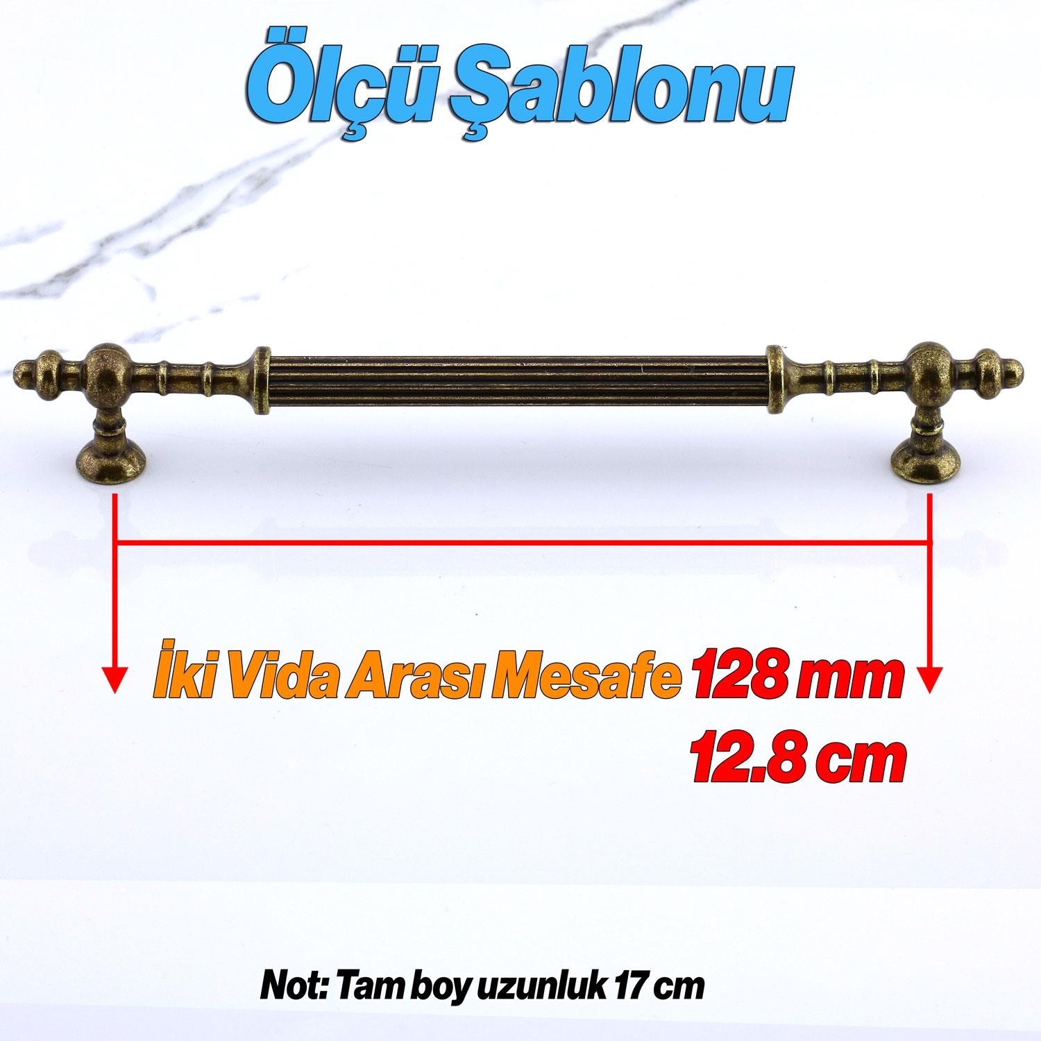 Kader Eskitme Antik Sarı Metal Kulp 128 mm - 12.8 cm Mobilya Mutfak Dolabı Dolap Kulpları Kulbu