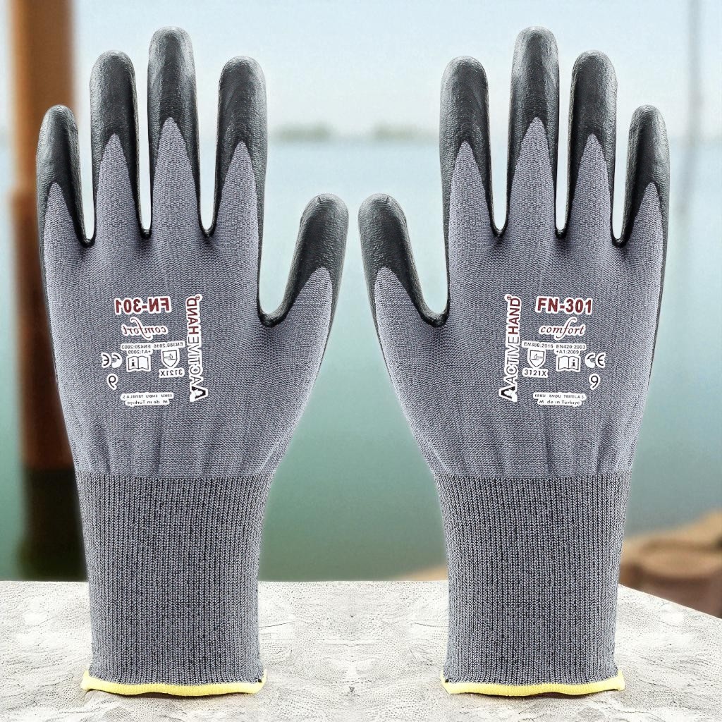 Ultra Grip Nitril Kaplı Eldiven 9 L Beden Kaymaz Dayanıklı Sanayi Tipi İş Eldiveni Güvenlik Koruyucu