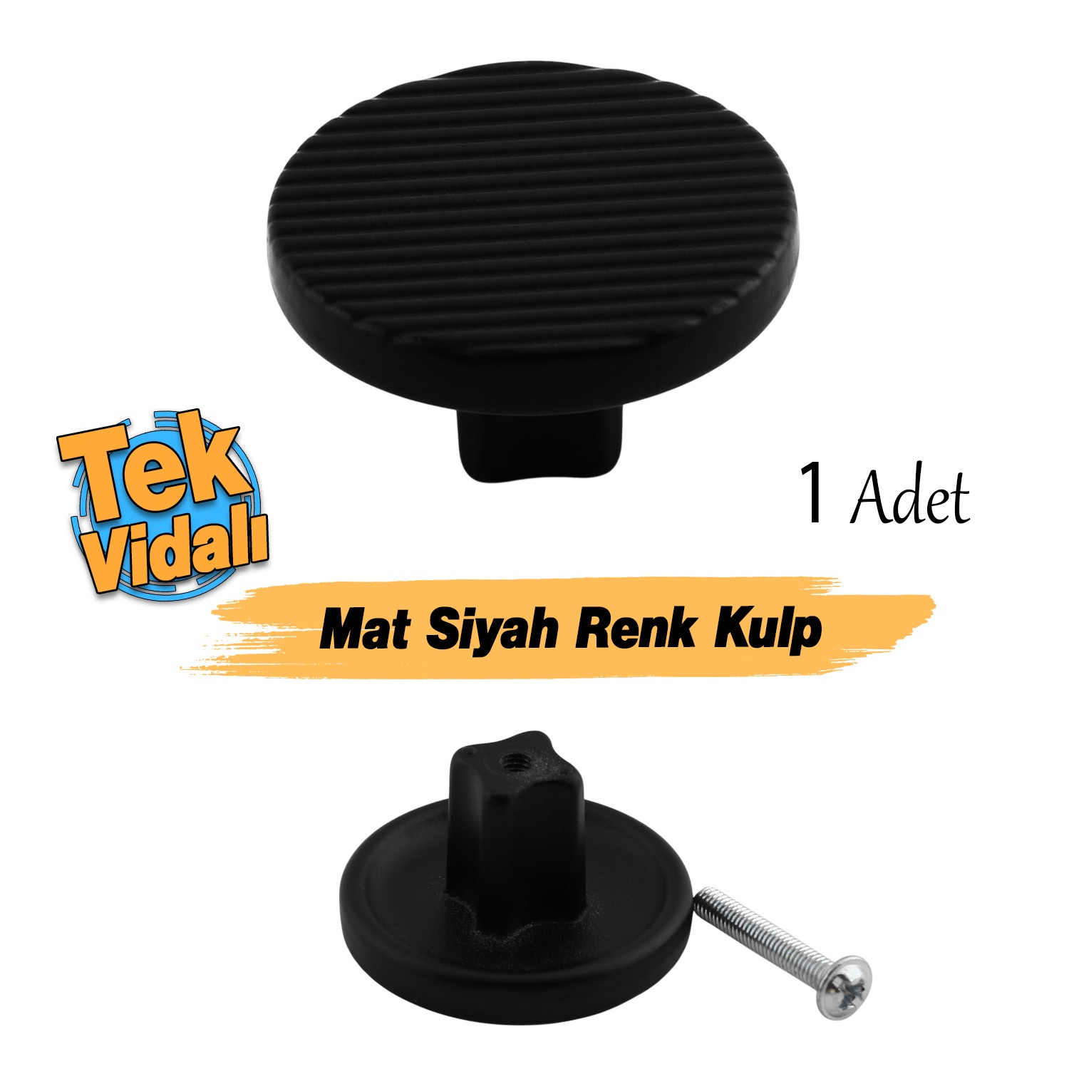 Tek Vidalı Çizgili Lüks Mat Siyah Düğme Metal Kulp Çekmece Mobilya Mutfak Dolabı Dolap Kulbu Kulplar