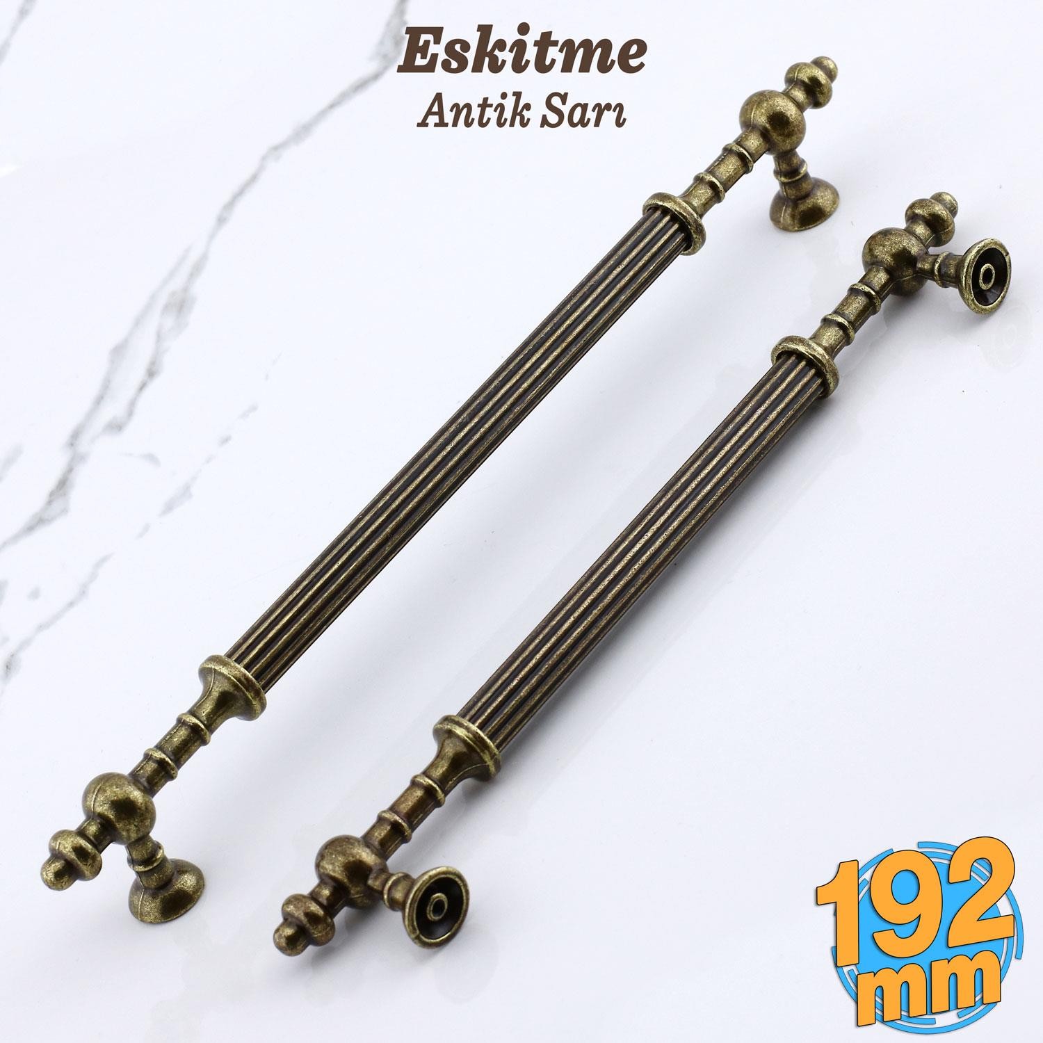 Kader Eskitme Antik Sarı Metal Kulp 192 mm - 19.2 cm Mobilya Mutfak Dolabı Dolap Kulpları Çekme Kulbu